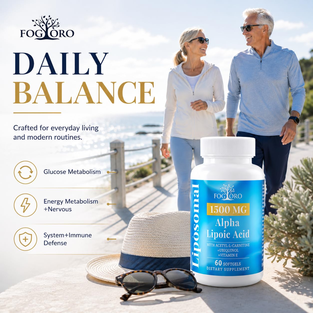 Fogoro Alpha Lipoic Acid 1500 mg-Liposomal ALA Supplement for Cellular Energy Production, Glucose and Lipid Metabolism, Free Radical Scavenger Softgels 120