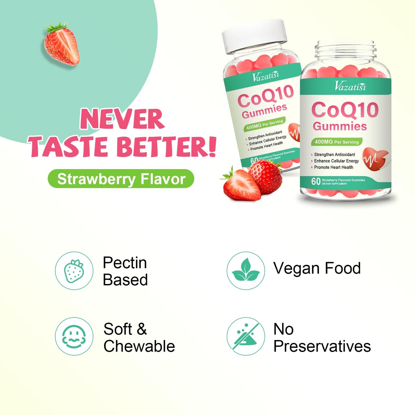 Vazatisi CoQ10 Gummies 400mg, 60 Count