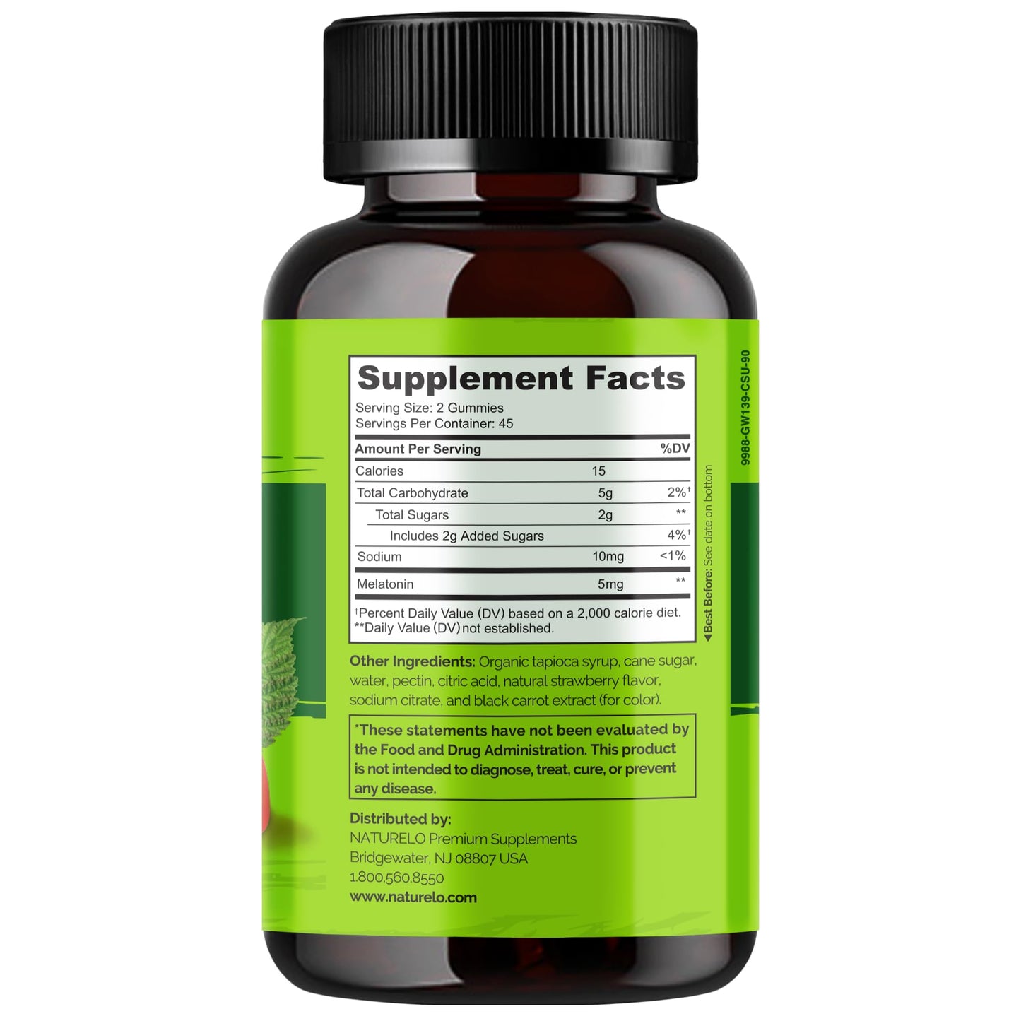 NATURELO Melatonin Gummies 90 Count