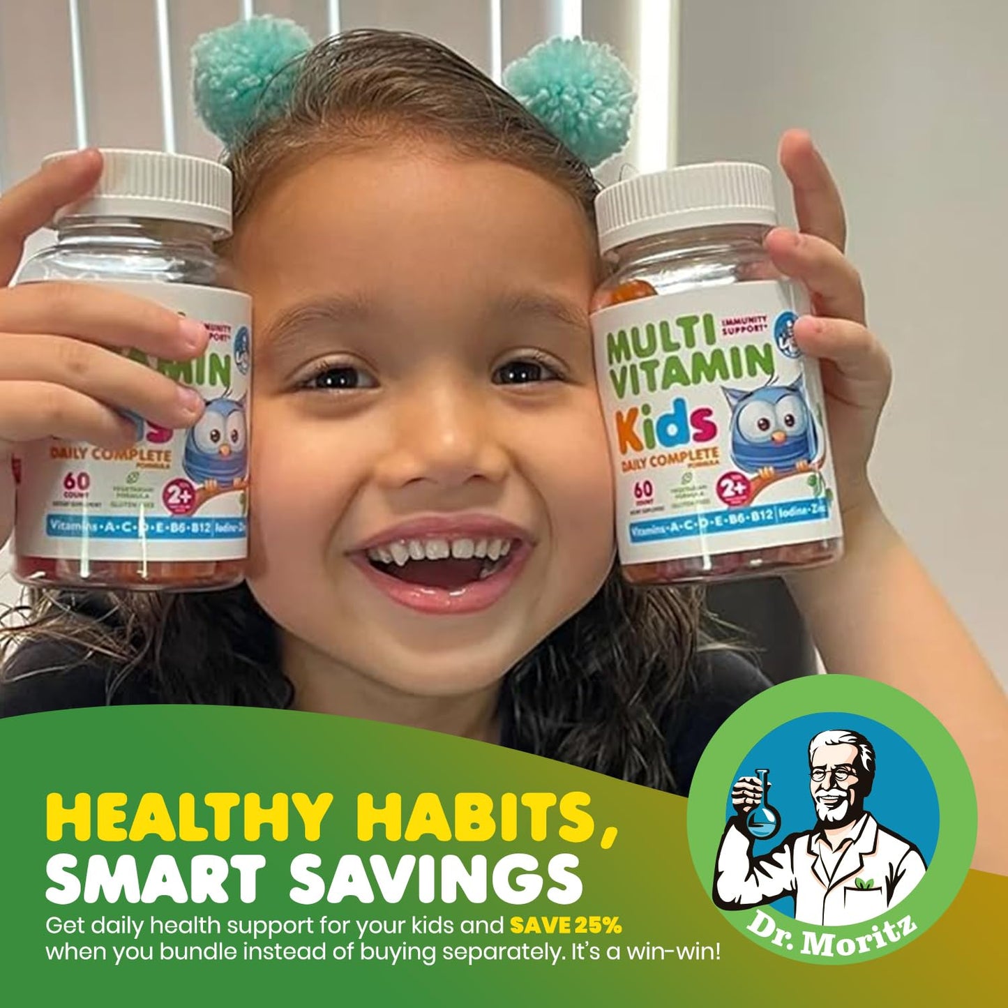 DR. MORITZ Omega 3 Gummies and Kids Multivitamin Gummies Bundle, 150 Gummies
