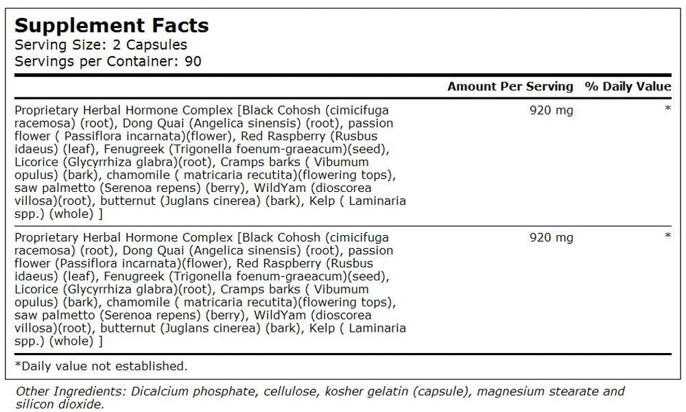 Vitacost Brand Herbal Hormone Complex to Support Women’s Health During and Following Menopause Capsules, 1 Count