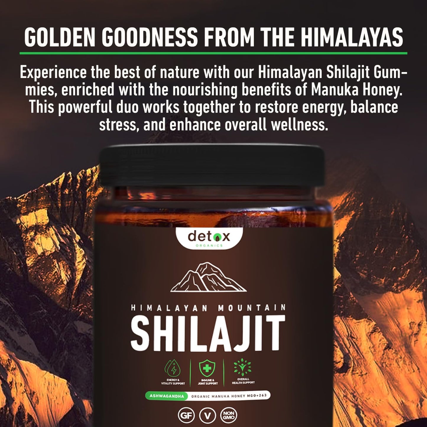 Detox Organics Shilajit Gummies, 60 Count