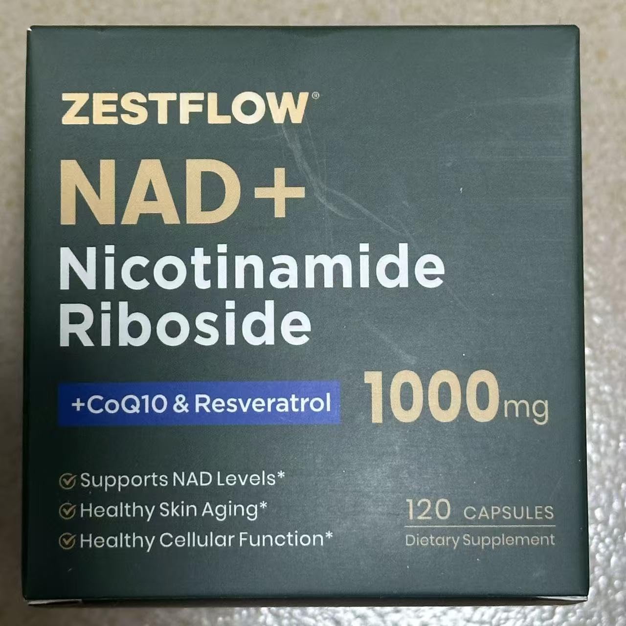 ZESTFLOW NAD+ Nicotinamide Riboside Resveratrol 1000mg Liposomal NAD Supplement with CoQ10 for Cellular Energy & Healthy Aging, 1 Capsule