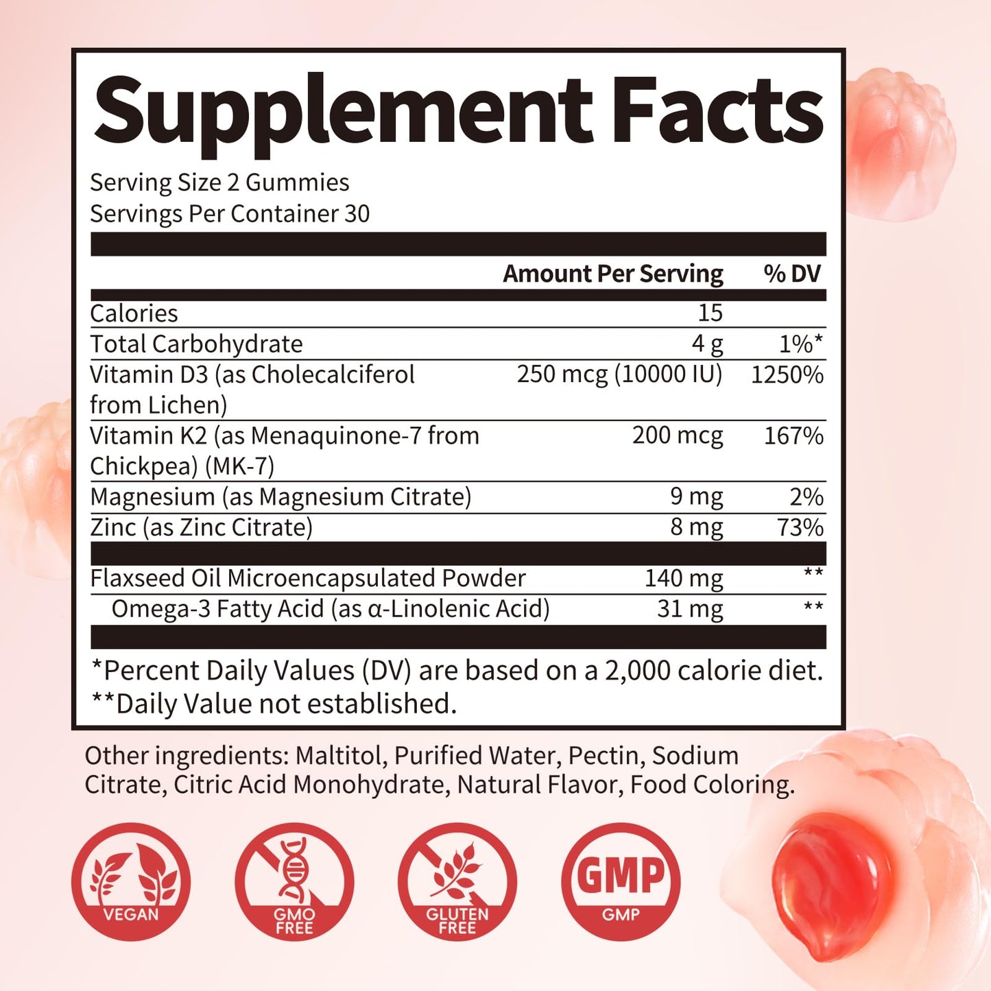 iMATCHME Vitamin D3 + K2 (MK-7) Gummies, 10,000 IU, 54 Gummies