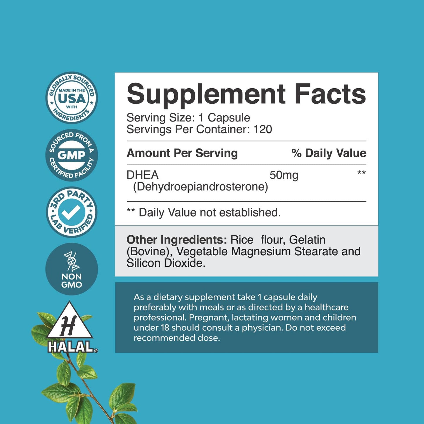 Natures Craft DHEA Supplement 50mg Capsule, 120 Count