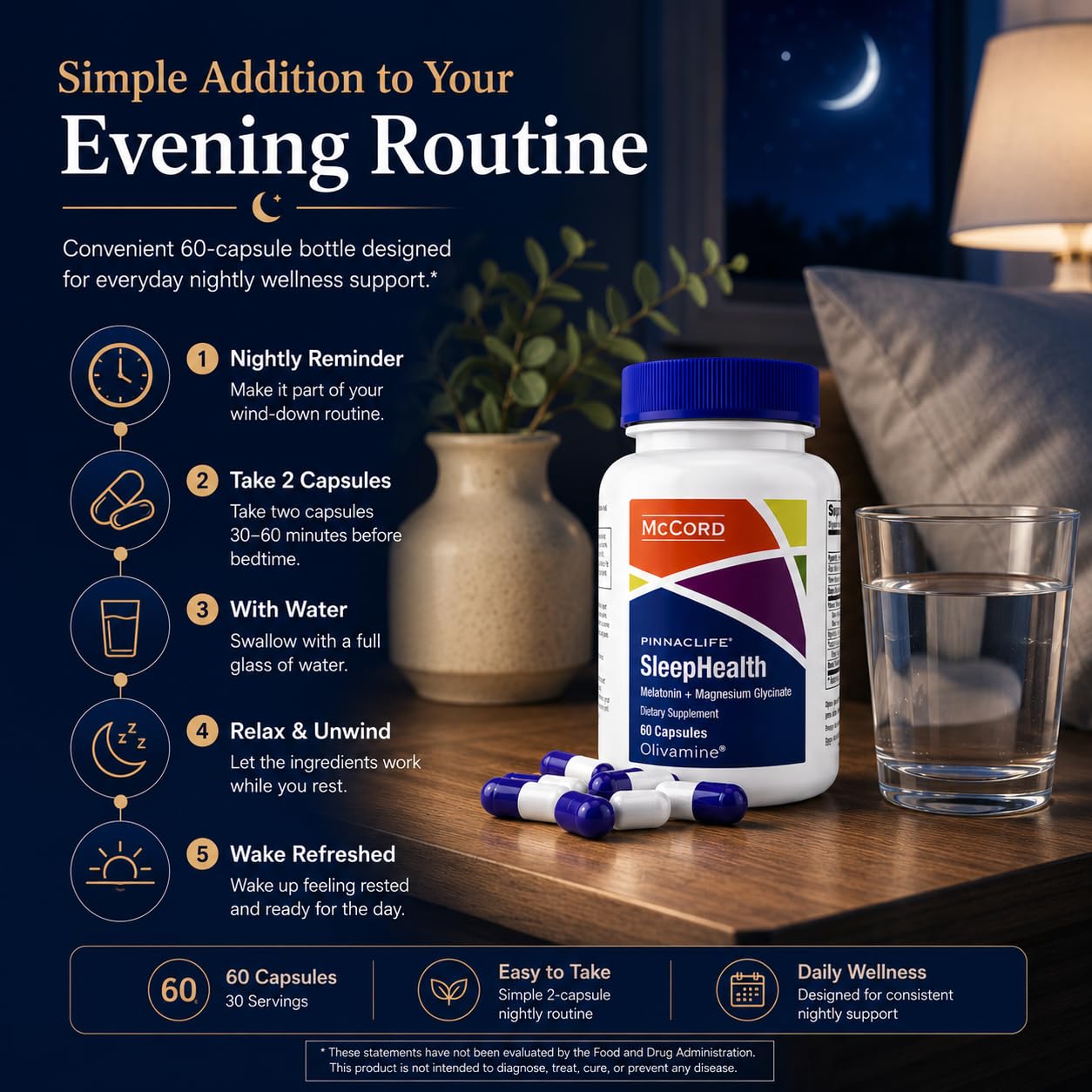 Pinnaclife McCord SleepHealth Supplement Capsules, 60 Count