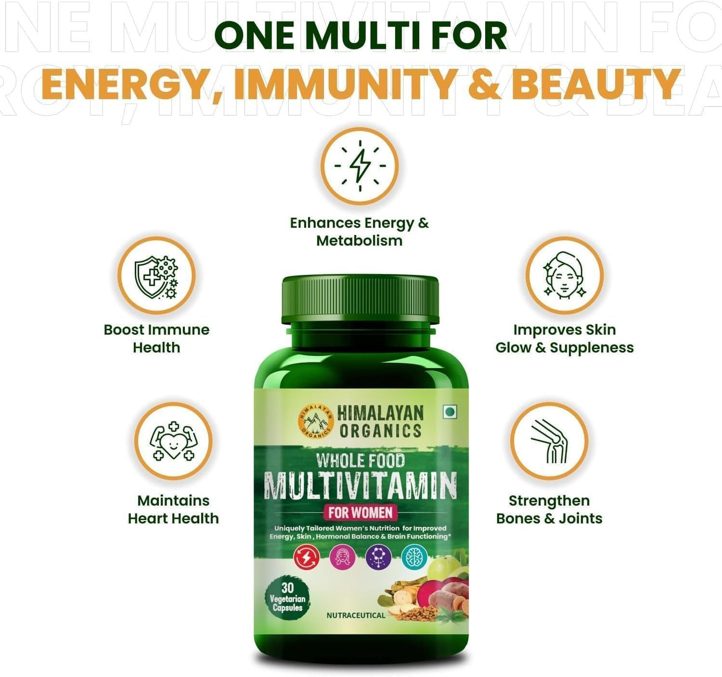 Generic Whole Food Multivitamin for Women with Vitamin B1, B2, B3, B5, B6, B7, B9, B12, C, D, E, Calcium, Magnesium, Zinc Tablet 30 Count