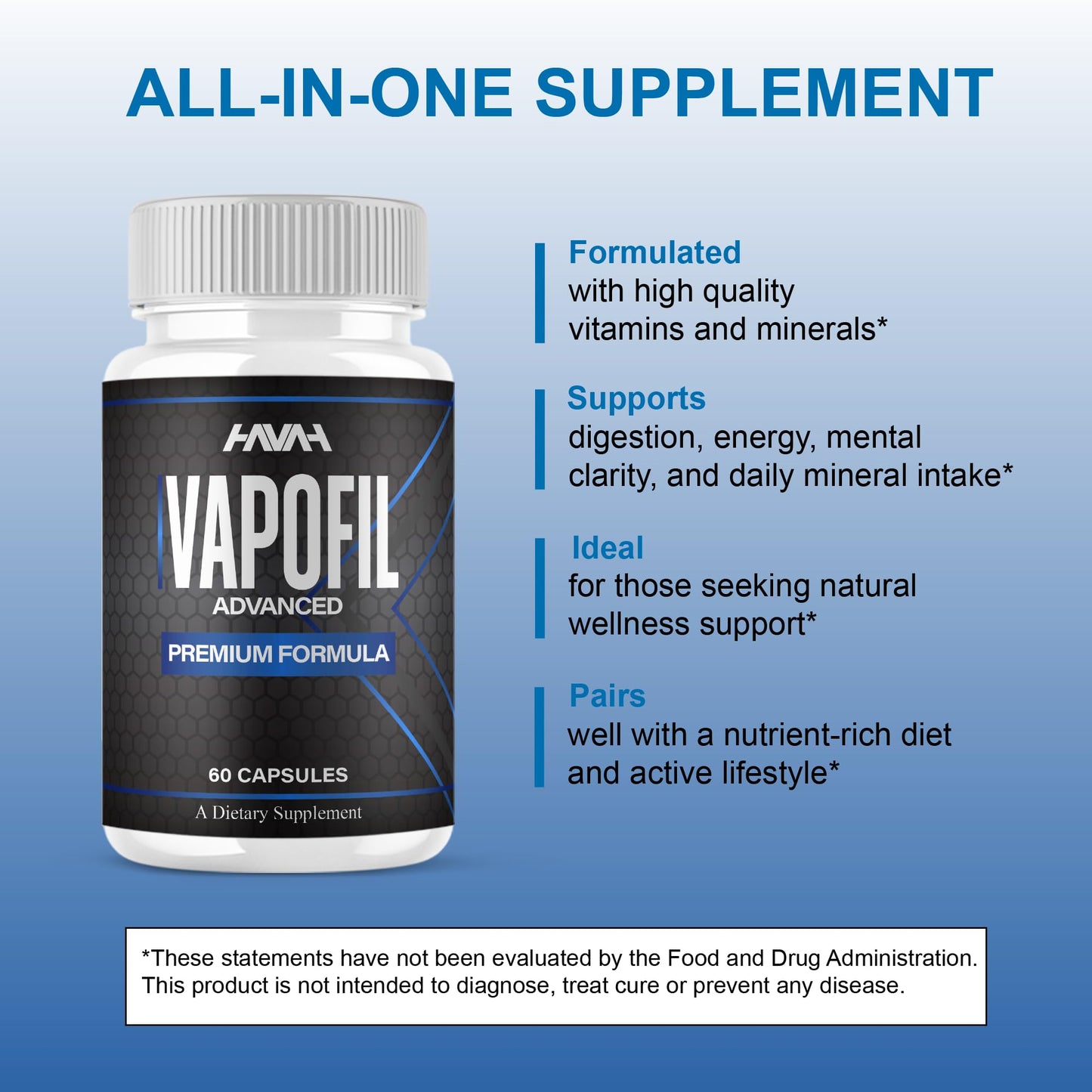 Havah Vapofil Advance Formula, Vapo Fill Performance Capsules 120
