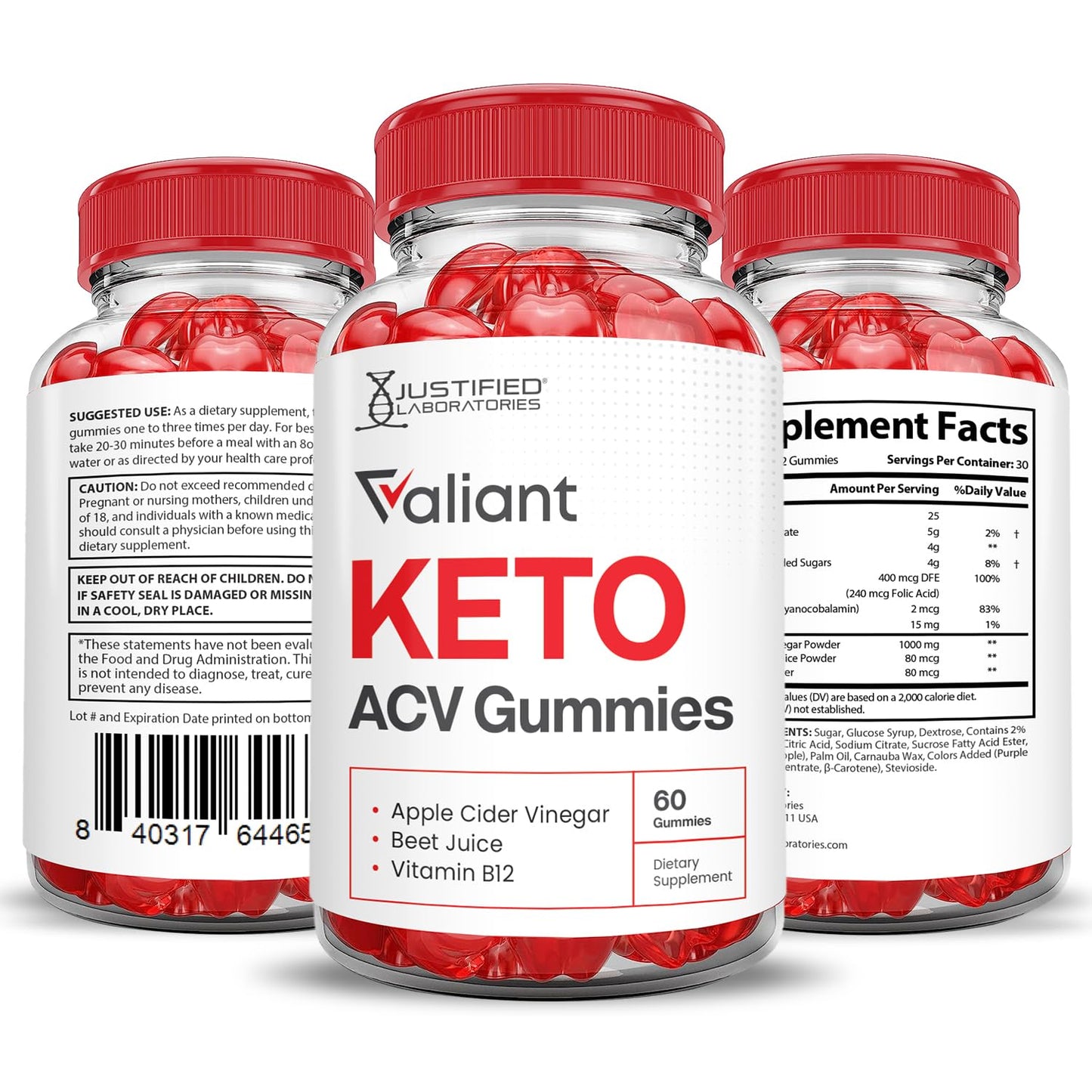 Justified Laboratories Valiant Keto ACV Gummies Advanced Formula 1000MG, 300 Gummies