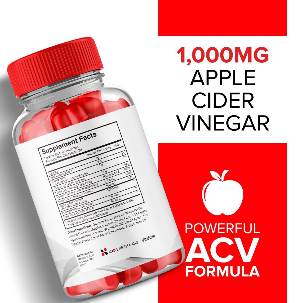 Vitaluxa Keto Gummies with ACV Gummy 60 Count