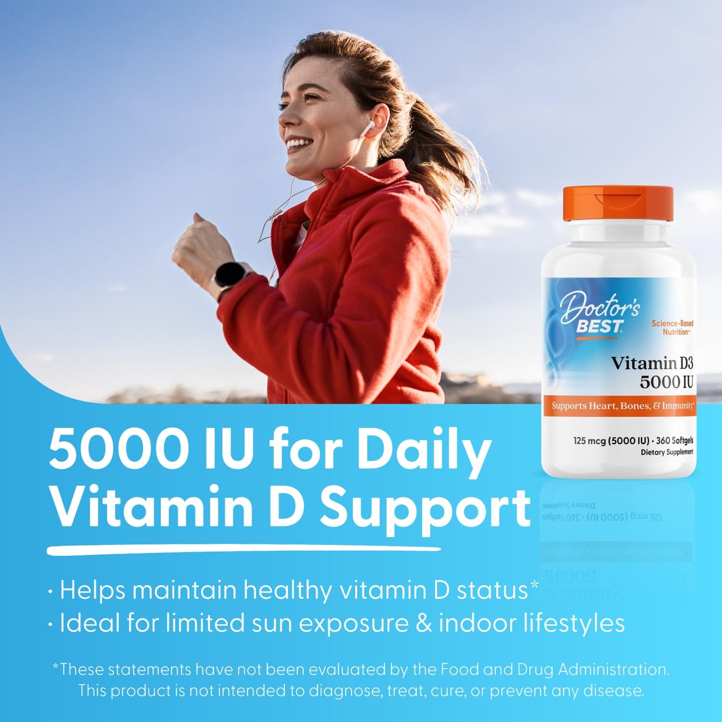 Doctor's Best Vitamin D3 5000 IU Softgel, 360 Count
