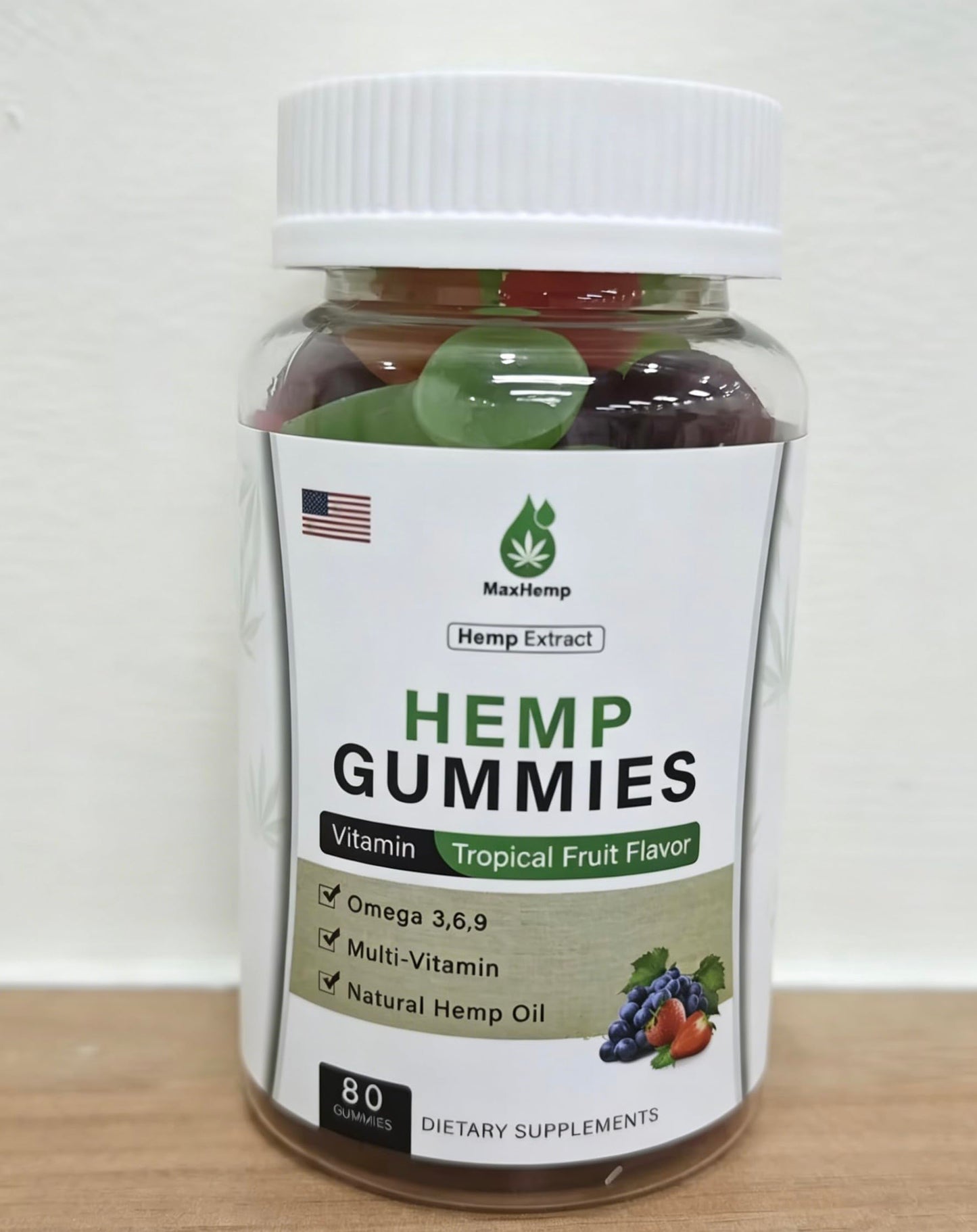 MaxHemp Omega Gummies for Adults Vegan, 80 Count