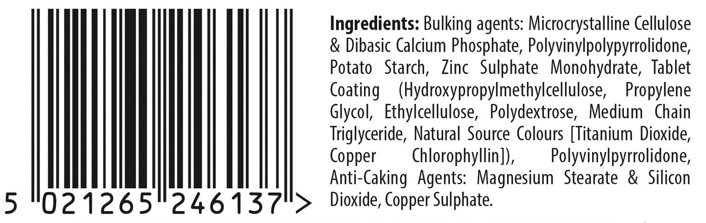 Vitabiotics Ultra Zinc 15mg with Copper Tablets 60