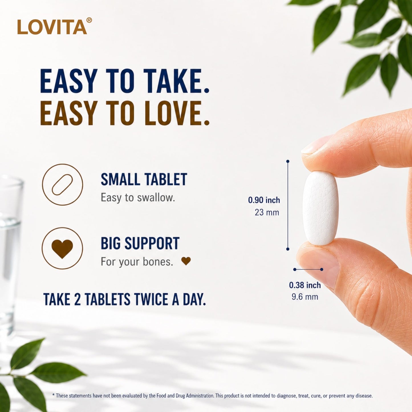 LOVITA Calcium Citrate 800 mg Daily, D3, K2 & Magnesium Tablets, 120 Count