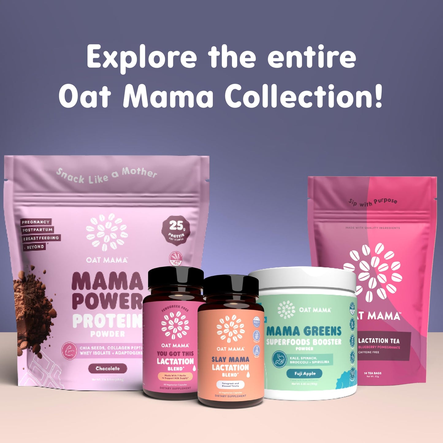 OAT MAMA Organic Lactation Supplement Slay Mama Blessed Thistle & Fenugreek Capsules, Herbal Lactation Blend, Postpartum Support for Breastfeeding Moms, 1 Count
