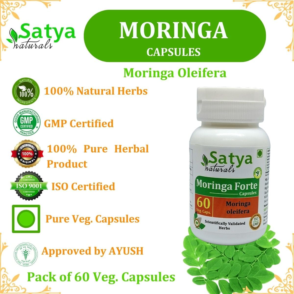 Satya Naturals Moringa Forte 500 mg Capsule, 60 Capsules