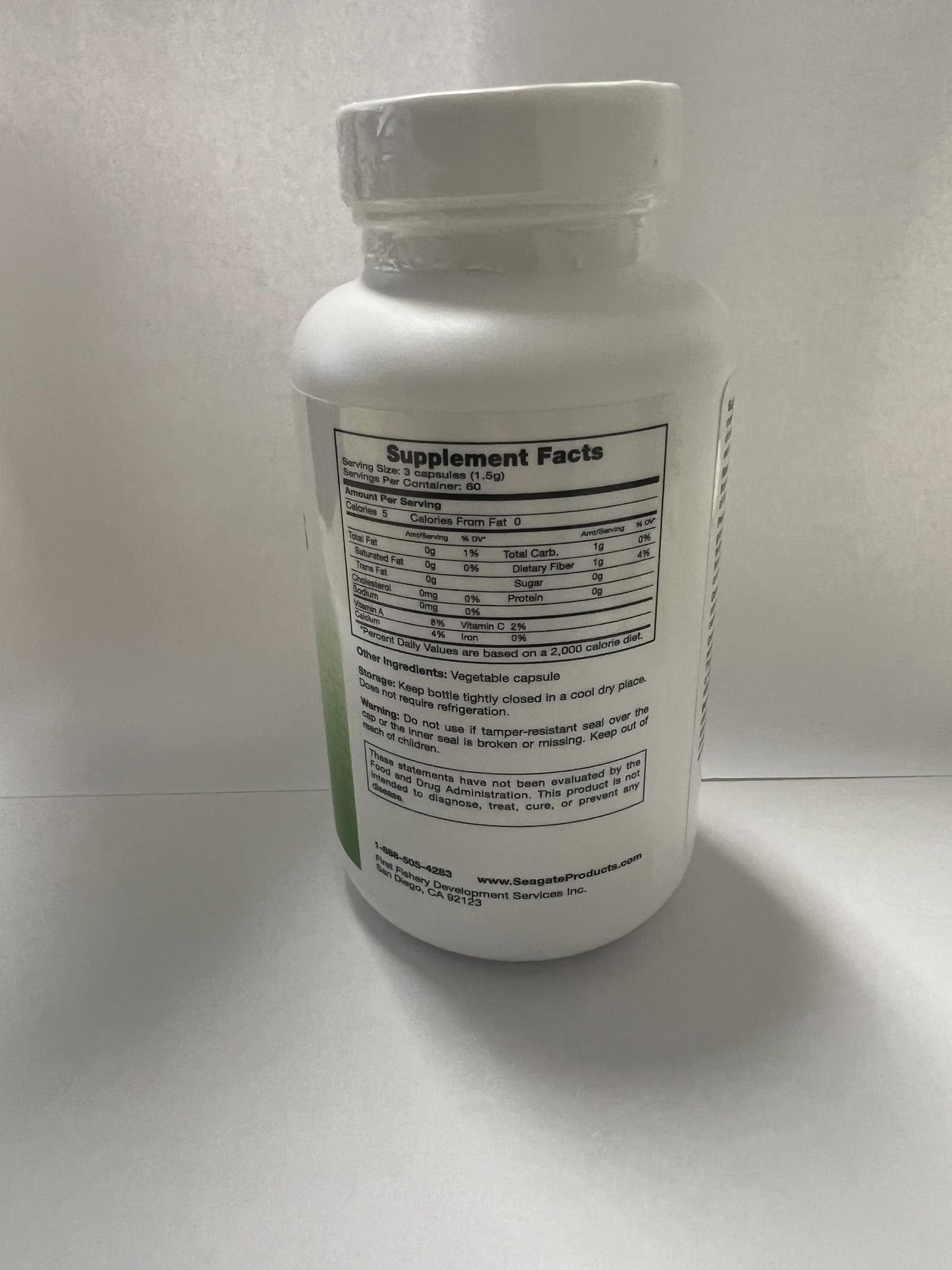 SEAGATE Freeze-Dried Nopal Cactus 500 mg Capsules, 180 Count