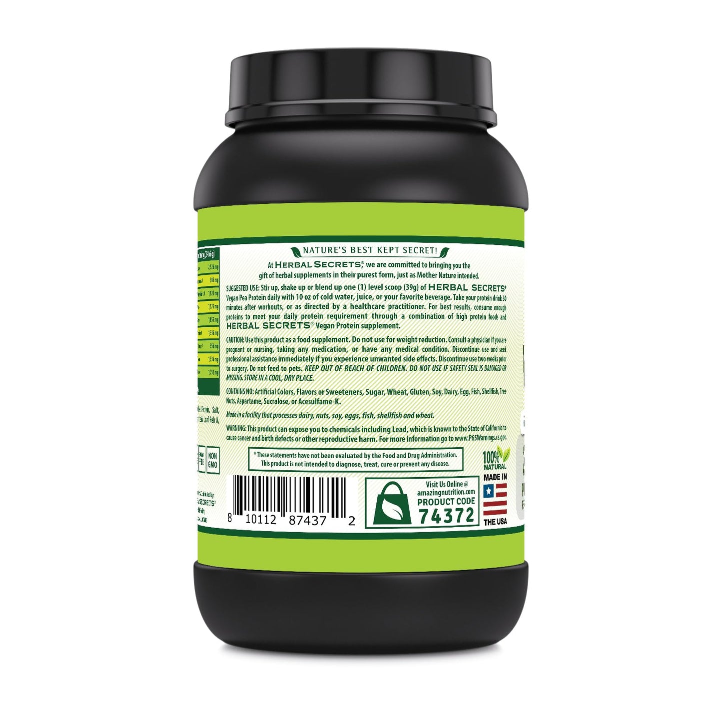 Herbal Secrets Vegan Protein Powder Vanilla 32 Servings