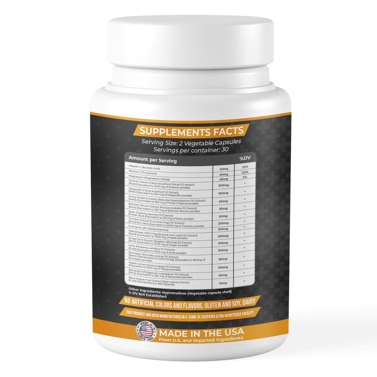 DASH OF VIGOR DOFV Amla Extract, Nattokinase, Papain, Diosmin, Hesperidin, Butchers Broom, Horse Chestnut, CoQ10, Turmeric, Vitamin C and Rutin, 60 Capsules