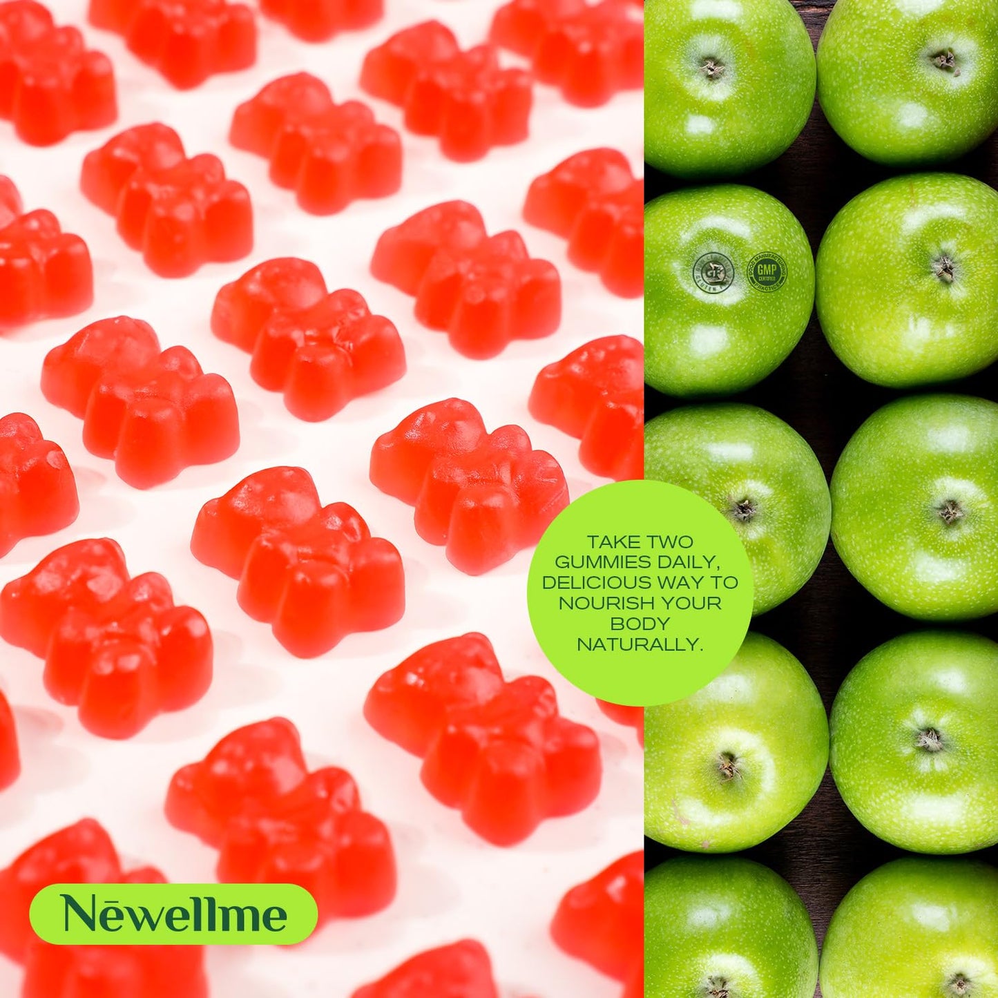 NEWELLME Apple Cider Vinegar Gummies B12 Multivitamin ACV Supplement 60 Count
