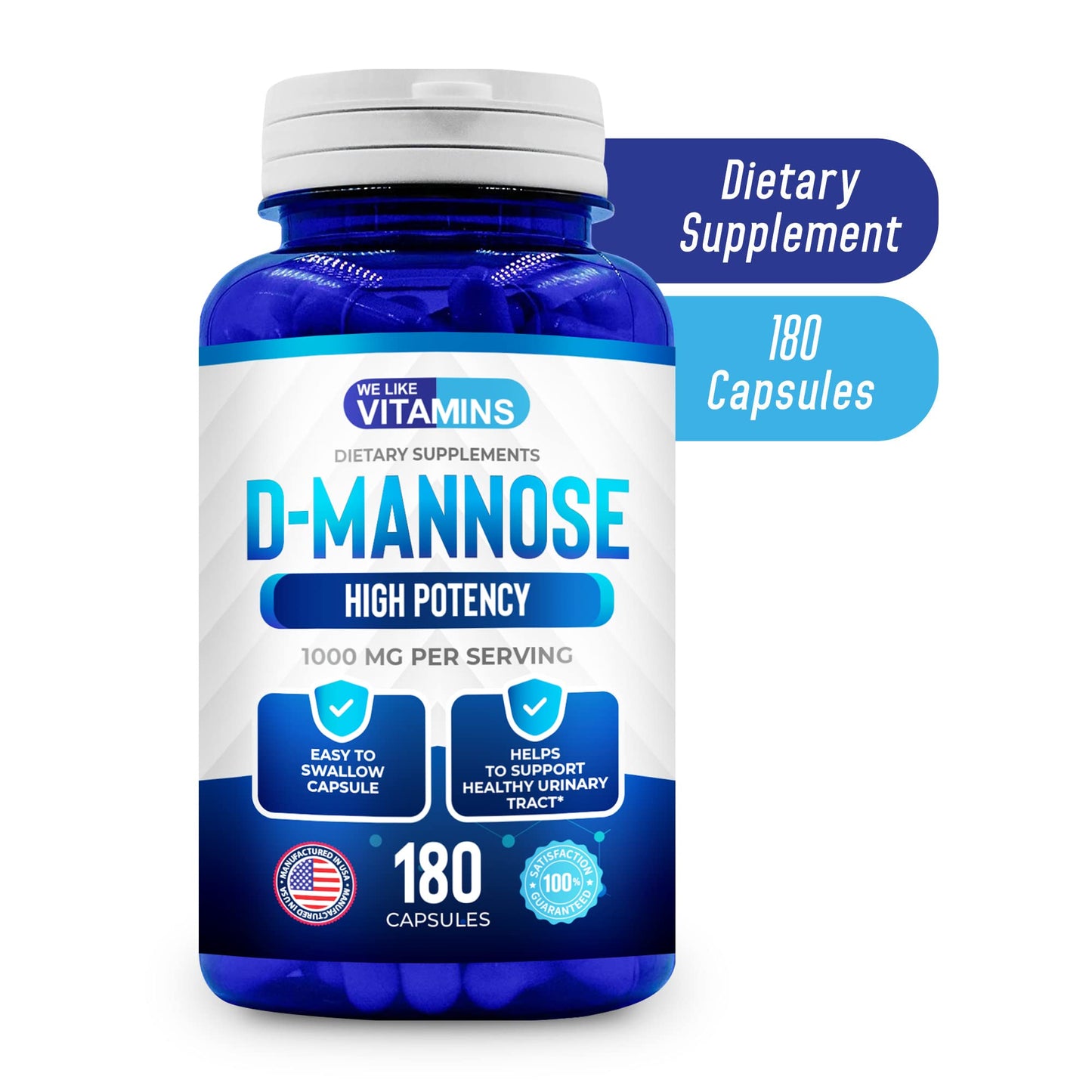 We Like Vitamins D-Mannose 1000mg Capsules, 180 Count