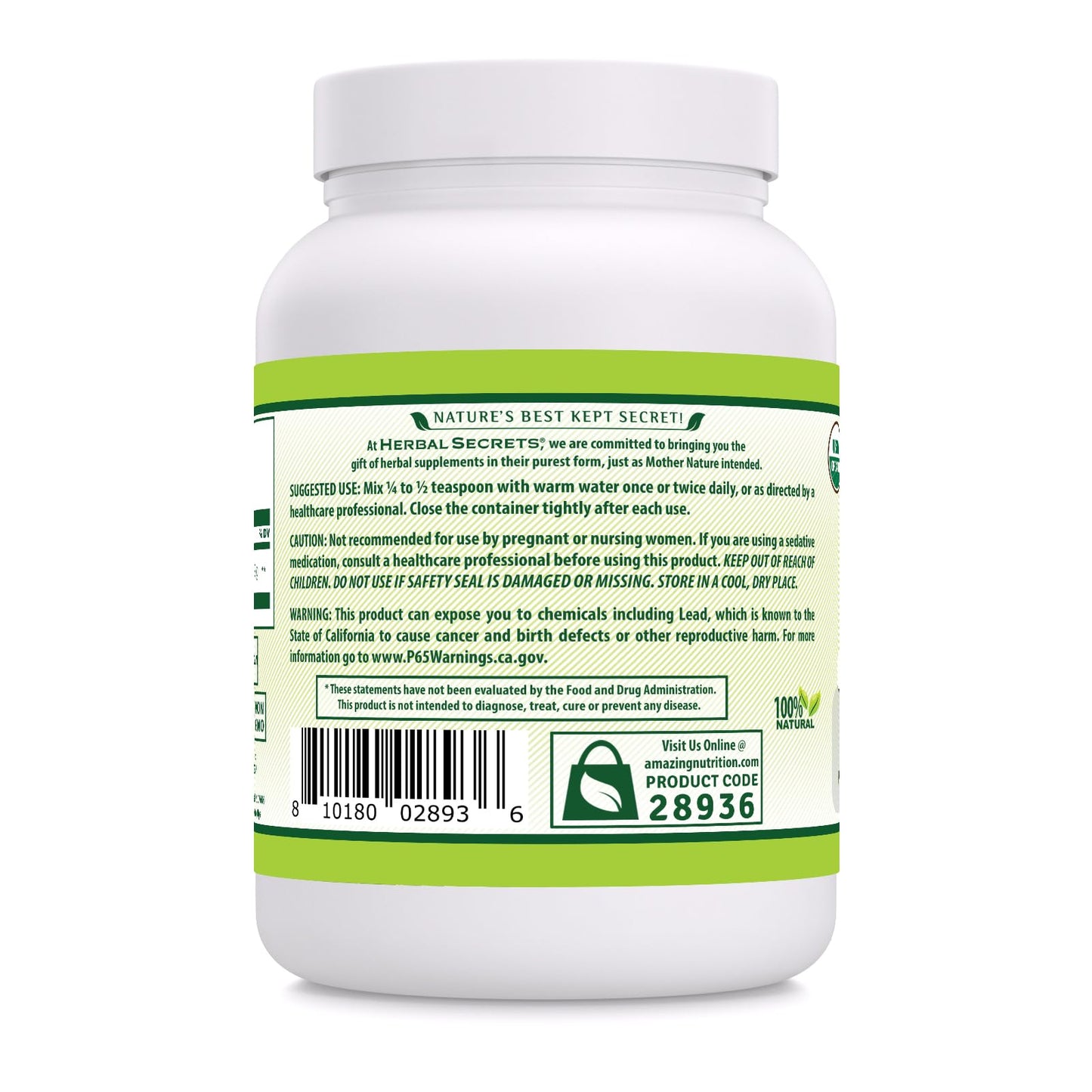 Herbal Secrets Organic Ashwaganda Root Powder 16 Oz