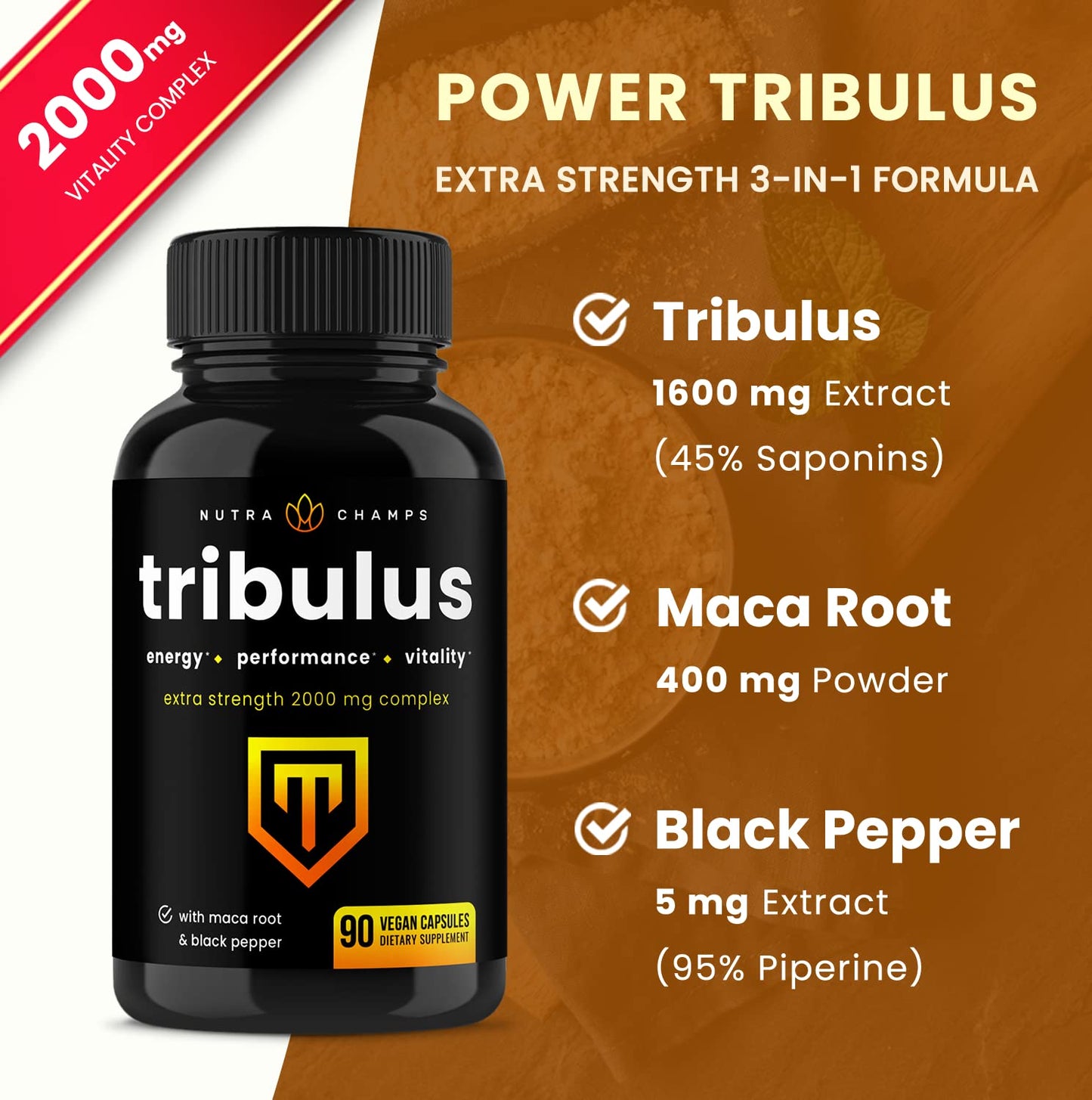 NutraChamps L-Arginine and Tribulus Capsules, 120 Capsules