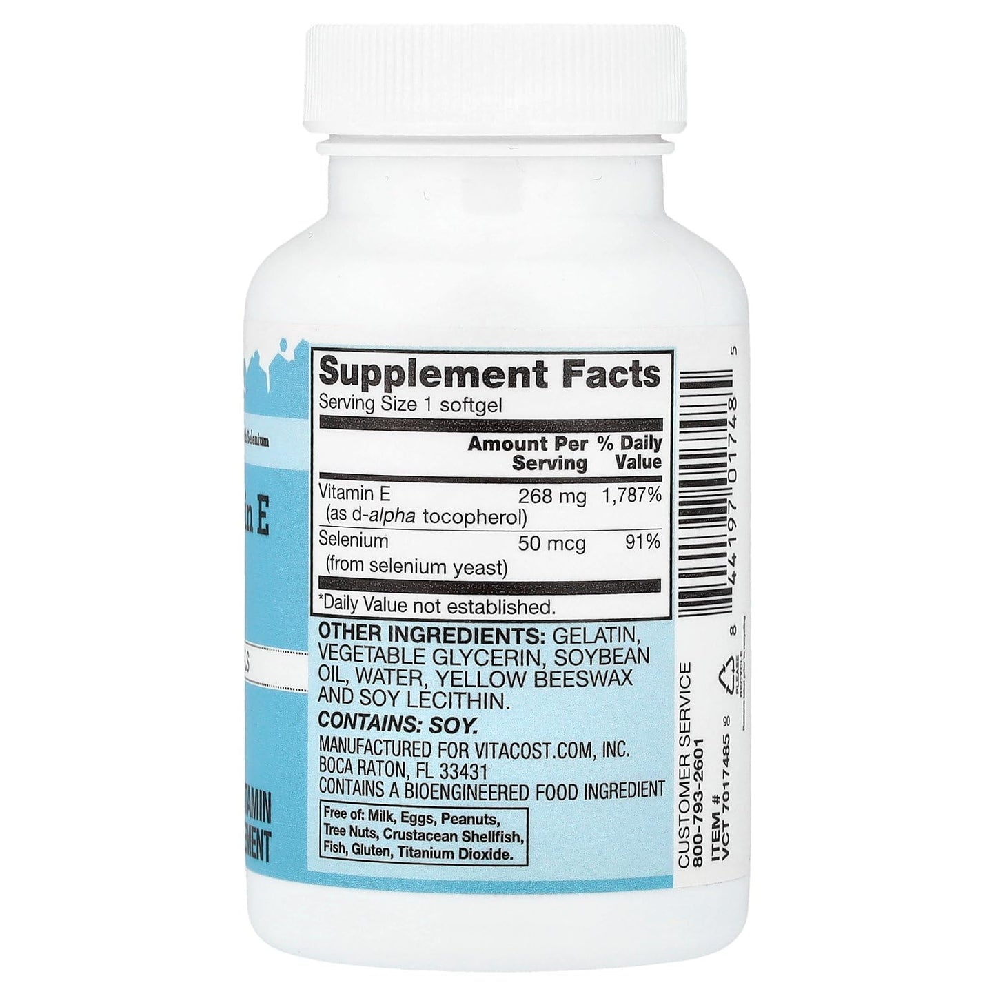 Vitacost Natural Vitamin E with Selenium Softgels, 1 Count