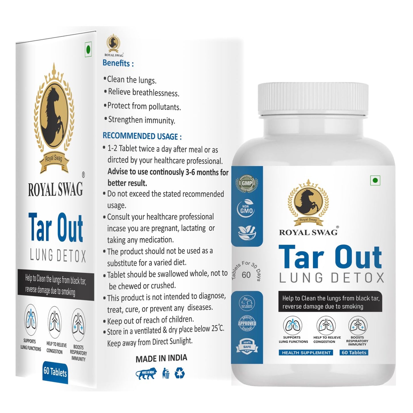 ROYAL SWAG Tar Out Lung Cleanse and Detox Tablet 60 Tablets