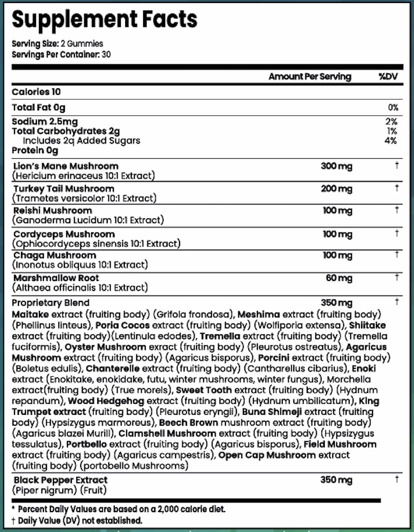 NutraPerfecto Organic Mushroom Gummies 20 in 1 Complex, 60 Gummies