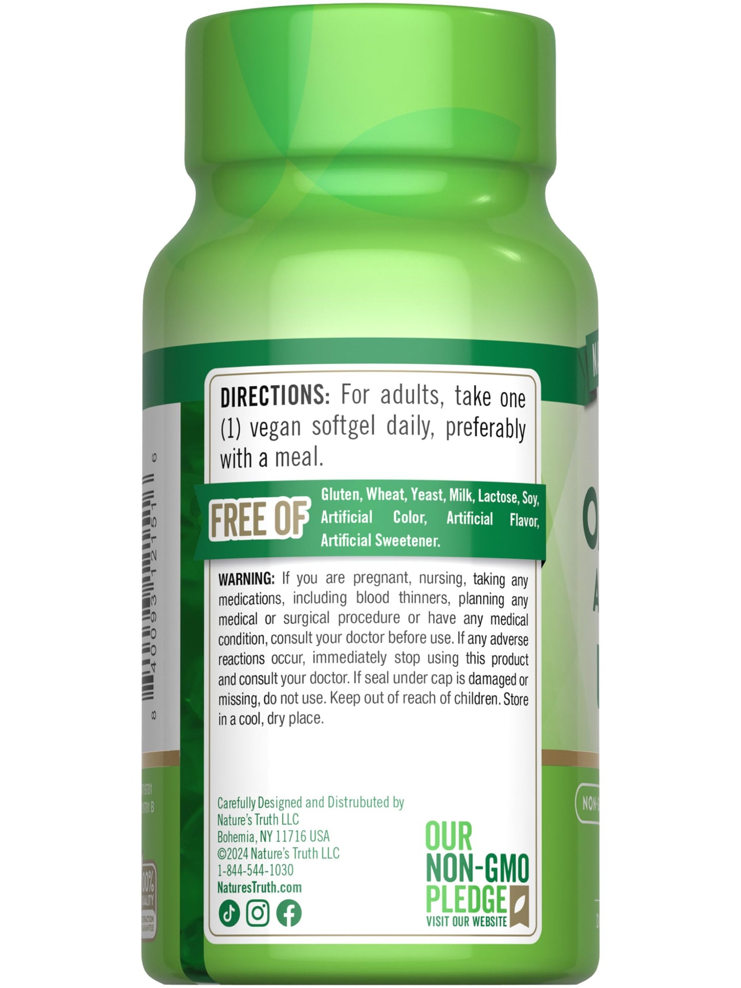 Nature's Truth Vegan Omega 3 Softgels 60 Count