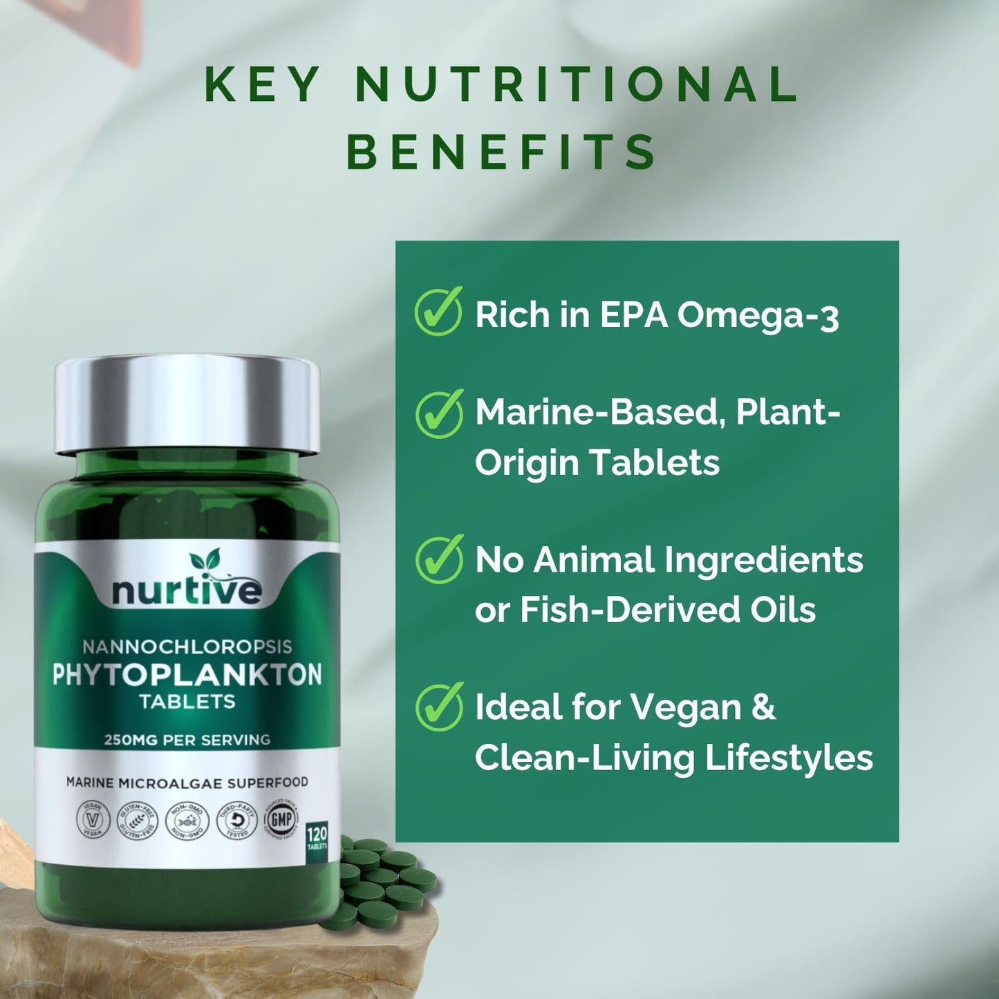 NURTIVE Nannochloropsis Phytoplankton Tablets 120 Tablets