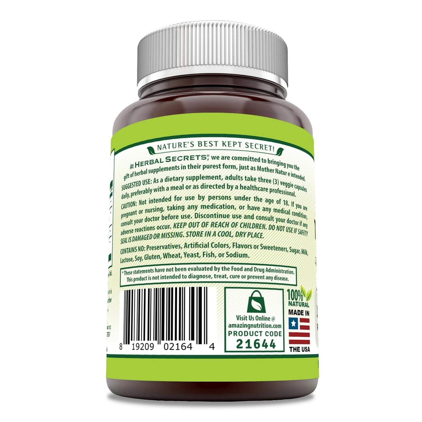 Herbal Secrets Turmeric Curcumin & Ginger with BioPerine Supplement Capsule, 1 Count