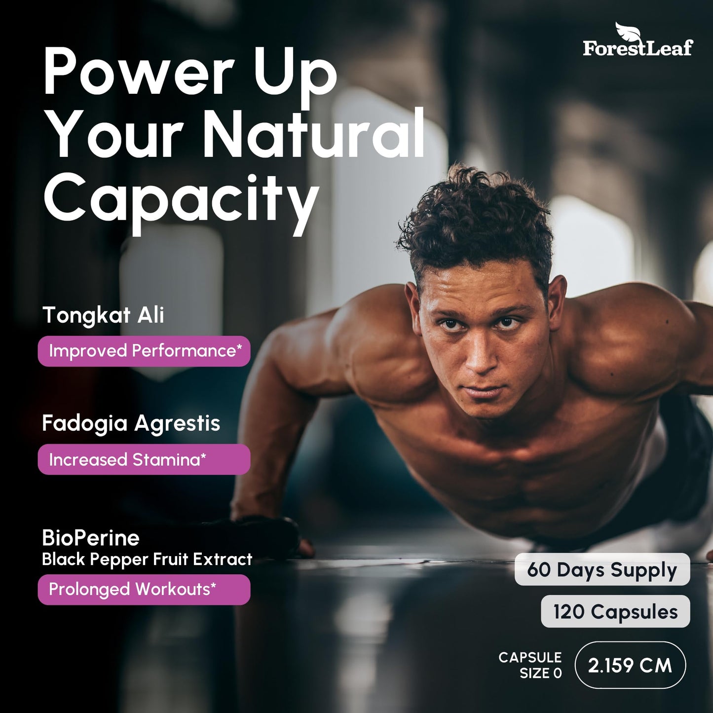 ForestLeaf Tongkat Ali and Fadogia Agrestis for Men Supplement with BioPerine, 200:1 Extract, 120 Capsules