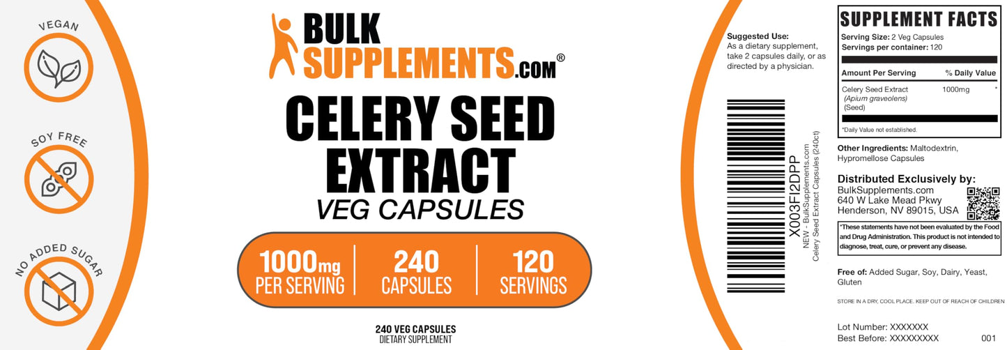 BulkSupplements Celery Seed Capsules 240 Veg Capsules