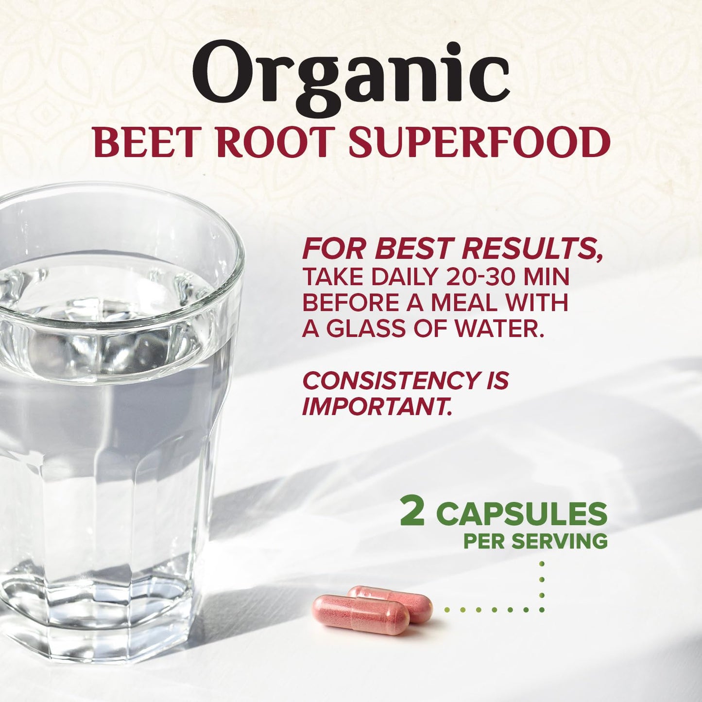 Nature's Nutrition Organic Beet Root 1300mg per Serving Extra Strength Beetroot Powder Supplement 120 Capsules