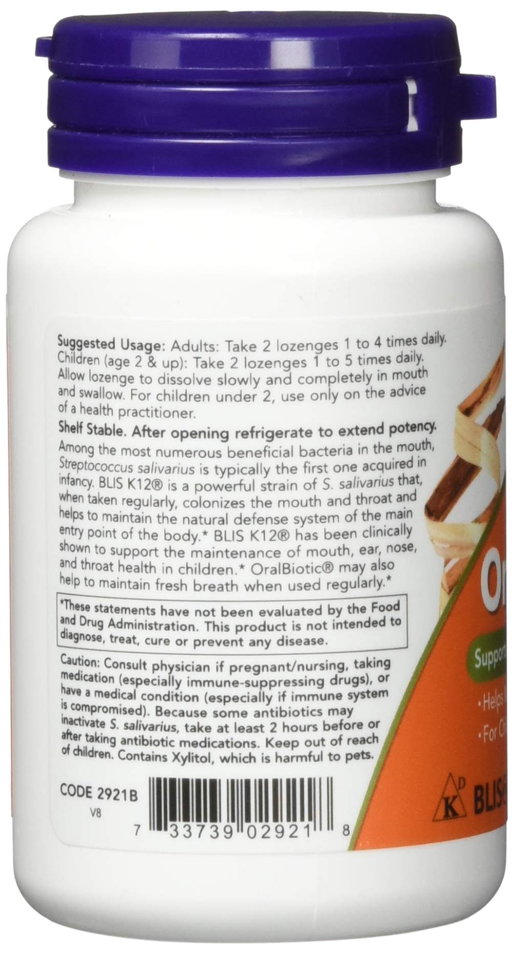 NOW Foods OralBiotic Developed for Adults & Children, Strain Verified, 60 Tablets