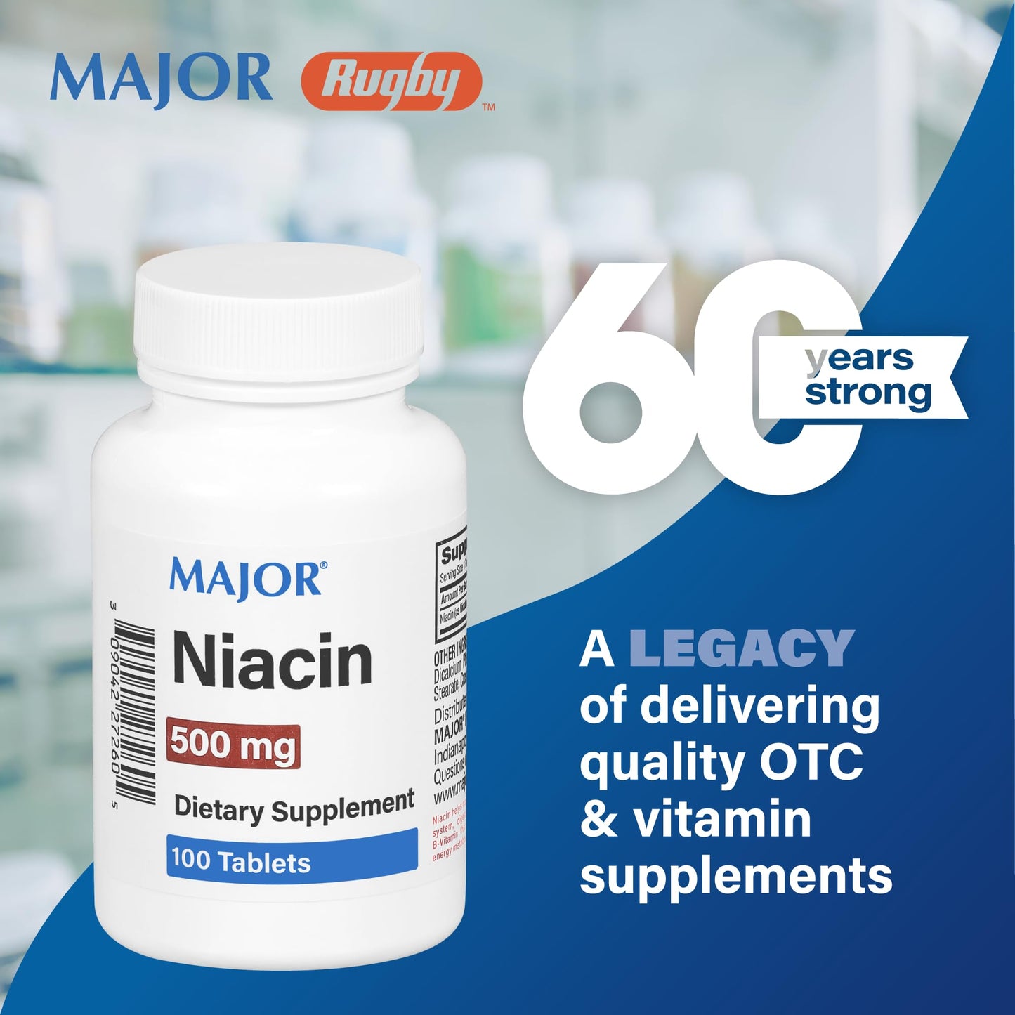 MAJOR Niacin 500mg Tablet, 100 Tablets