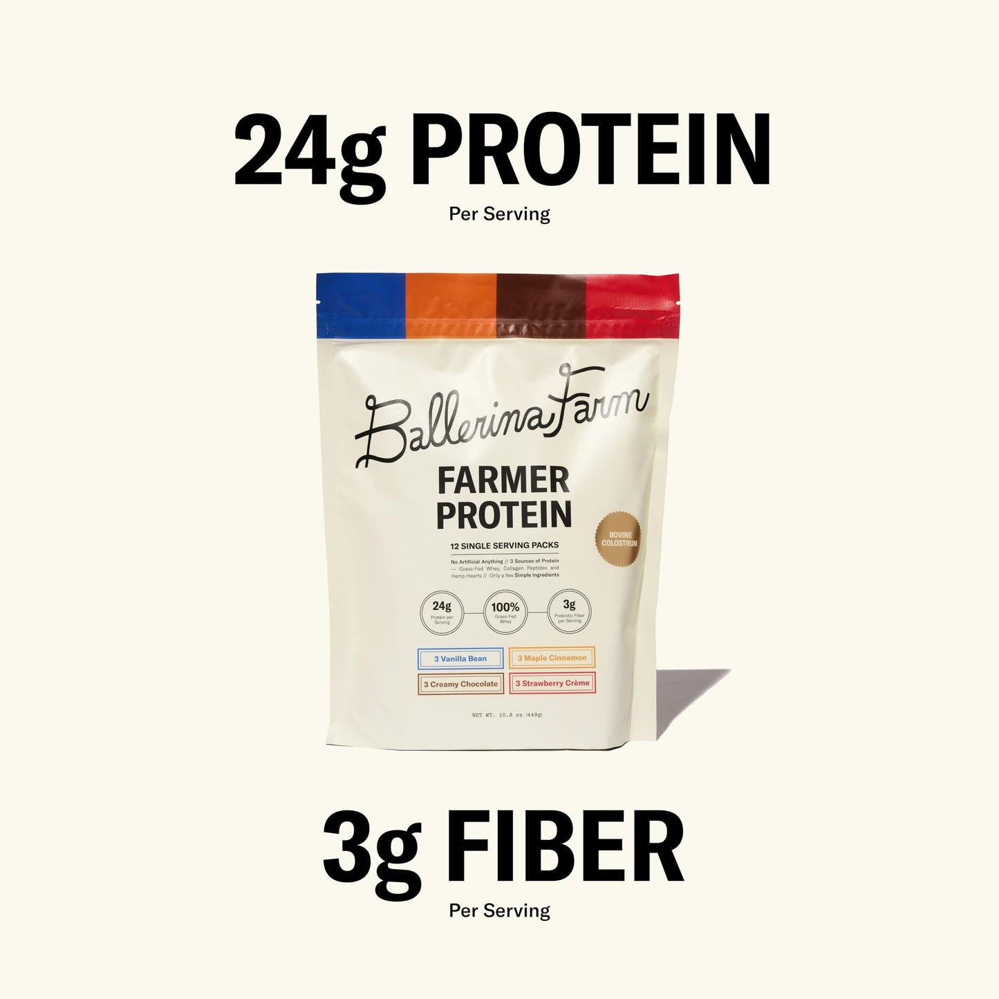 Ballerina Farm Grass Fed Whey Protein Powder, 15.5 oz, 12 Servings