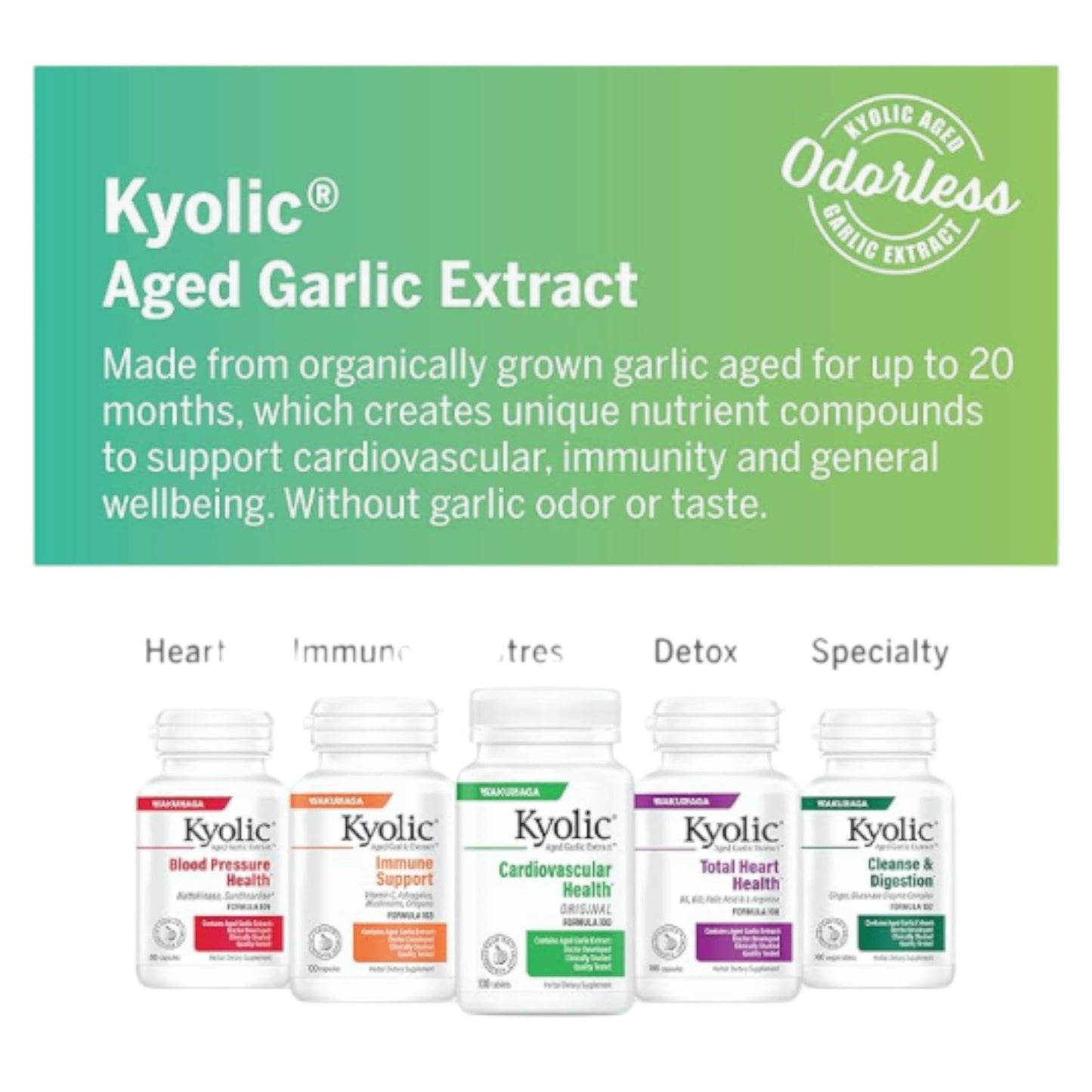 Kyolic Aged Garlic Extract Formula 110 Capsules, 100 Count
