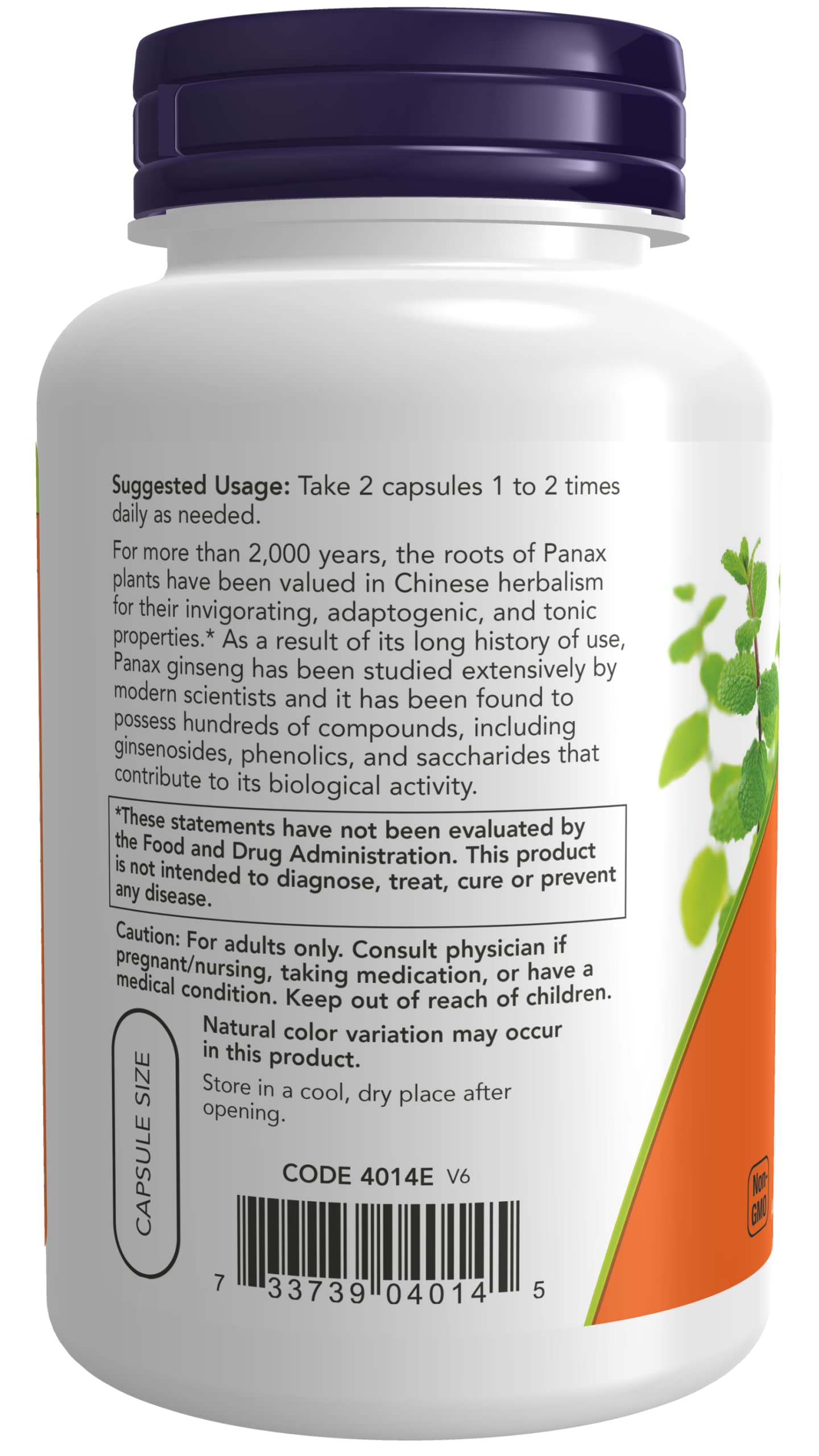NOW Foods Panax Ginseng 500 mg Capsule 2-Pack