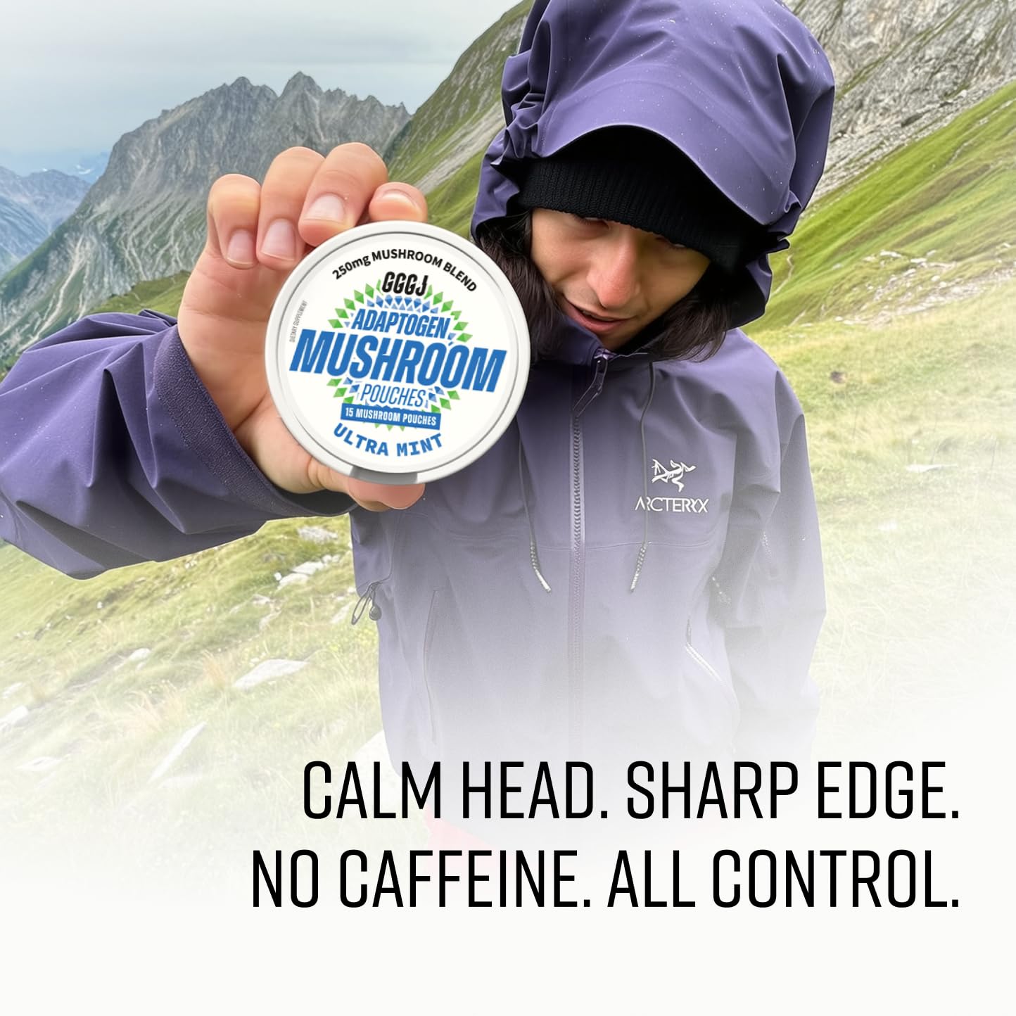 GGGJ Adaptogen Mushroom Nootropic Pouches Chewable 60 Count
