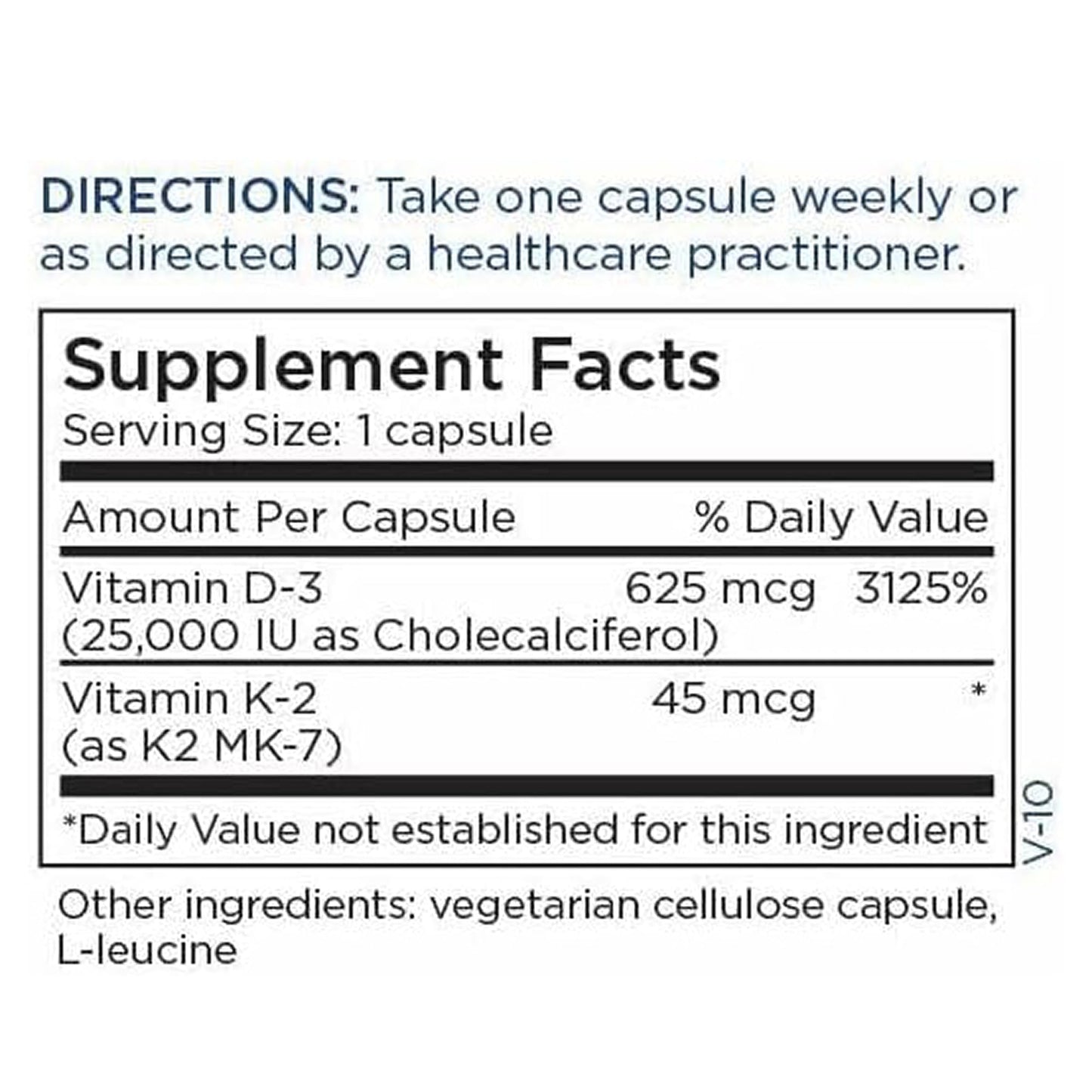 Metabolic Maintenance Vitamin D3 25,000 IU with Vitamin K2 MK-7 Capsules, 60 Count