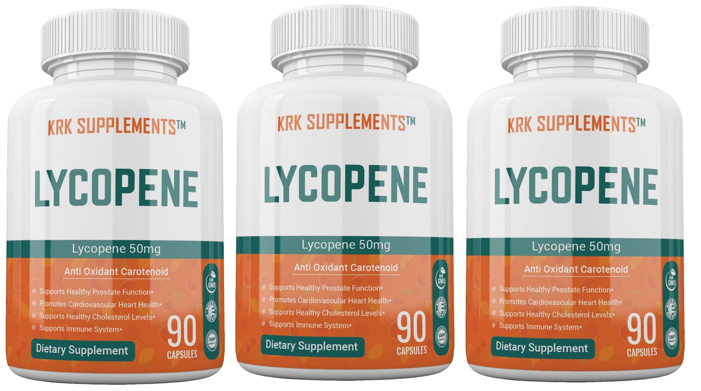 KRK SUPPLEMENTS Lycopene 50mg Capsules, 3 Bottles