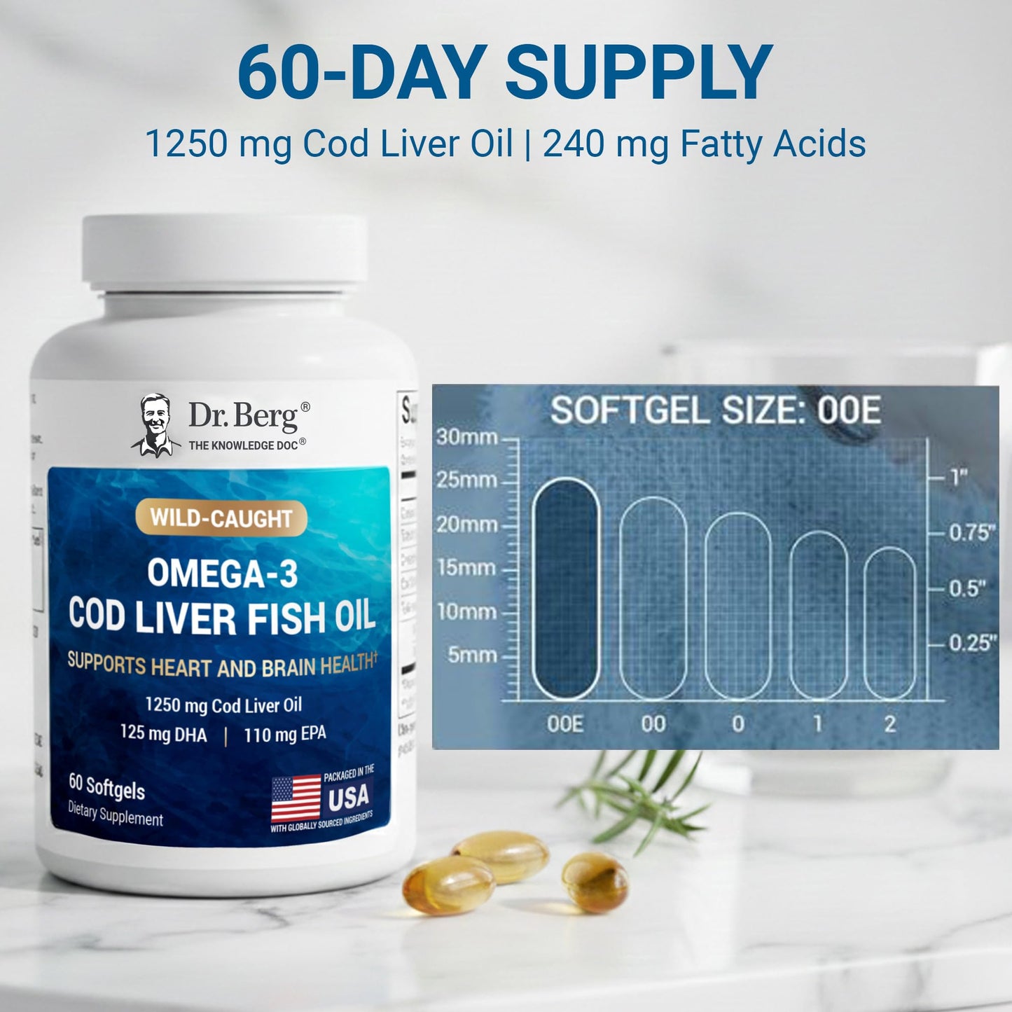 Dr. Berg Nutritionals Omega-3 Cod Liver Fish Oil Softgels 60