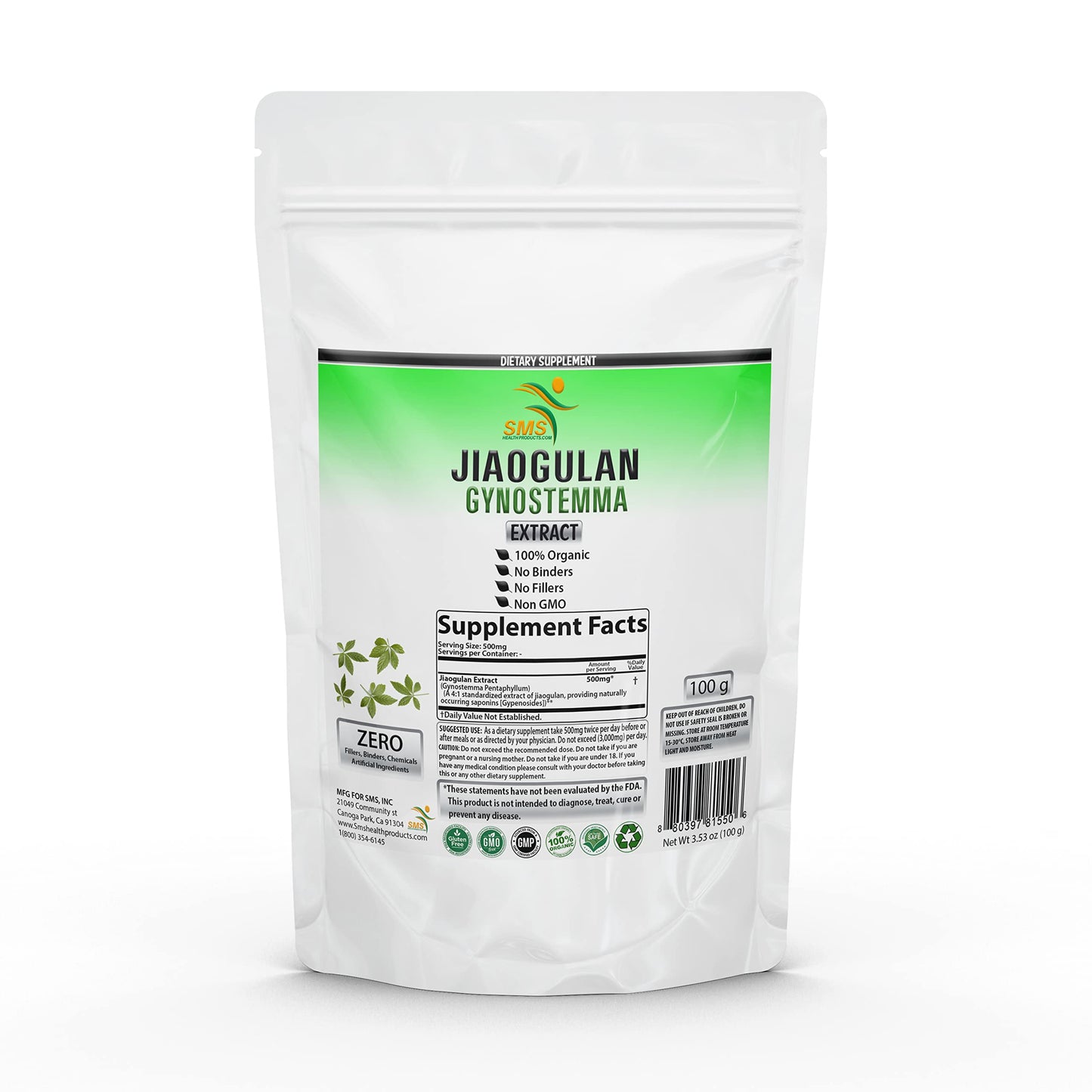 SMSHEALTHPRODUCTS.com Jiaogulan (Gynostemma) 4:1 Extract Powder, 100 g