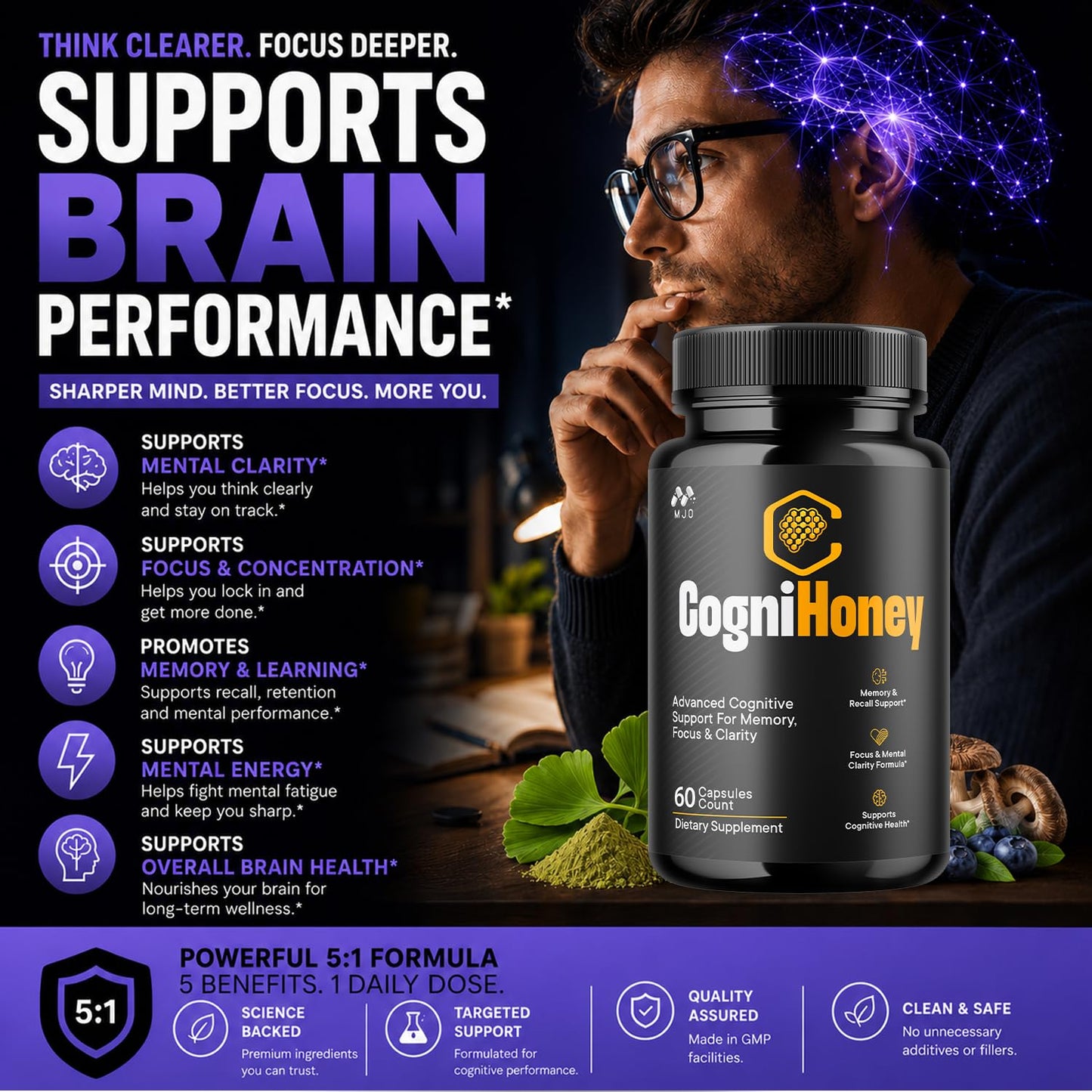 MJO CogniHoney Capsules 300 Capsules
