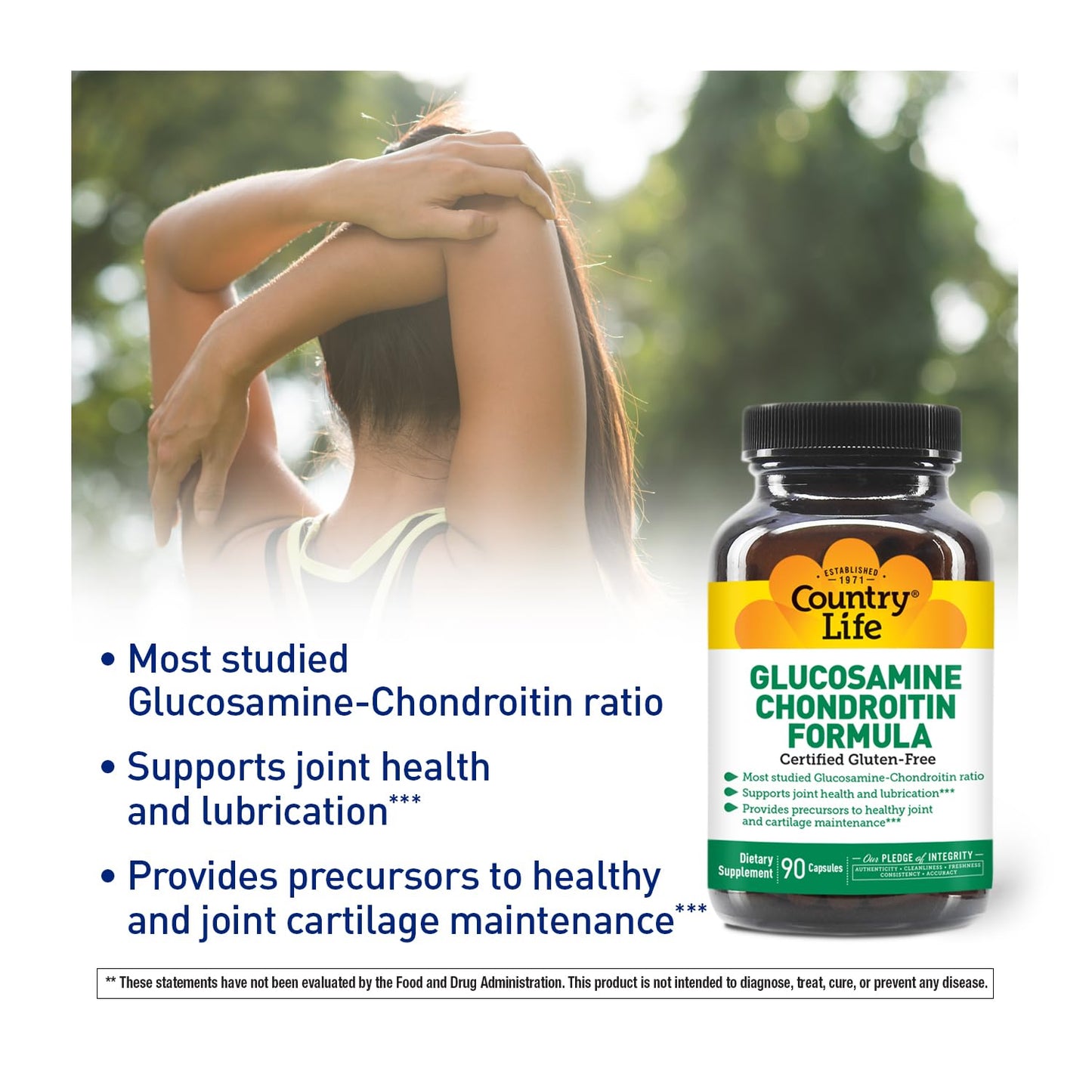 Country Life Glucosamine Chondroitin 1500mg/1200mg Capsule, 90 Capsules