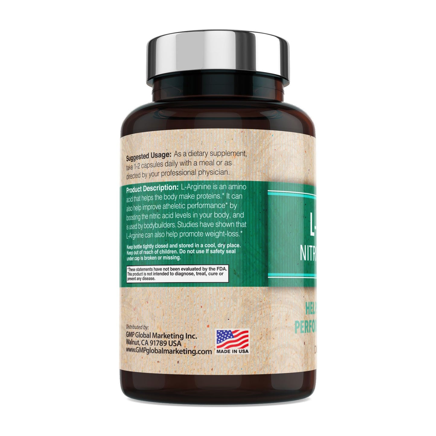 GMP Vitas Nitric Oxide Supplement 1000mg with L-Arginine Capsule 100 Count