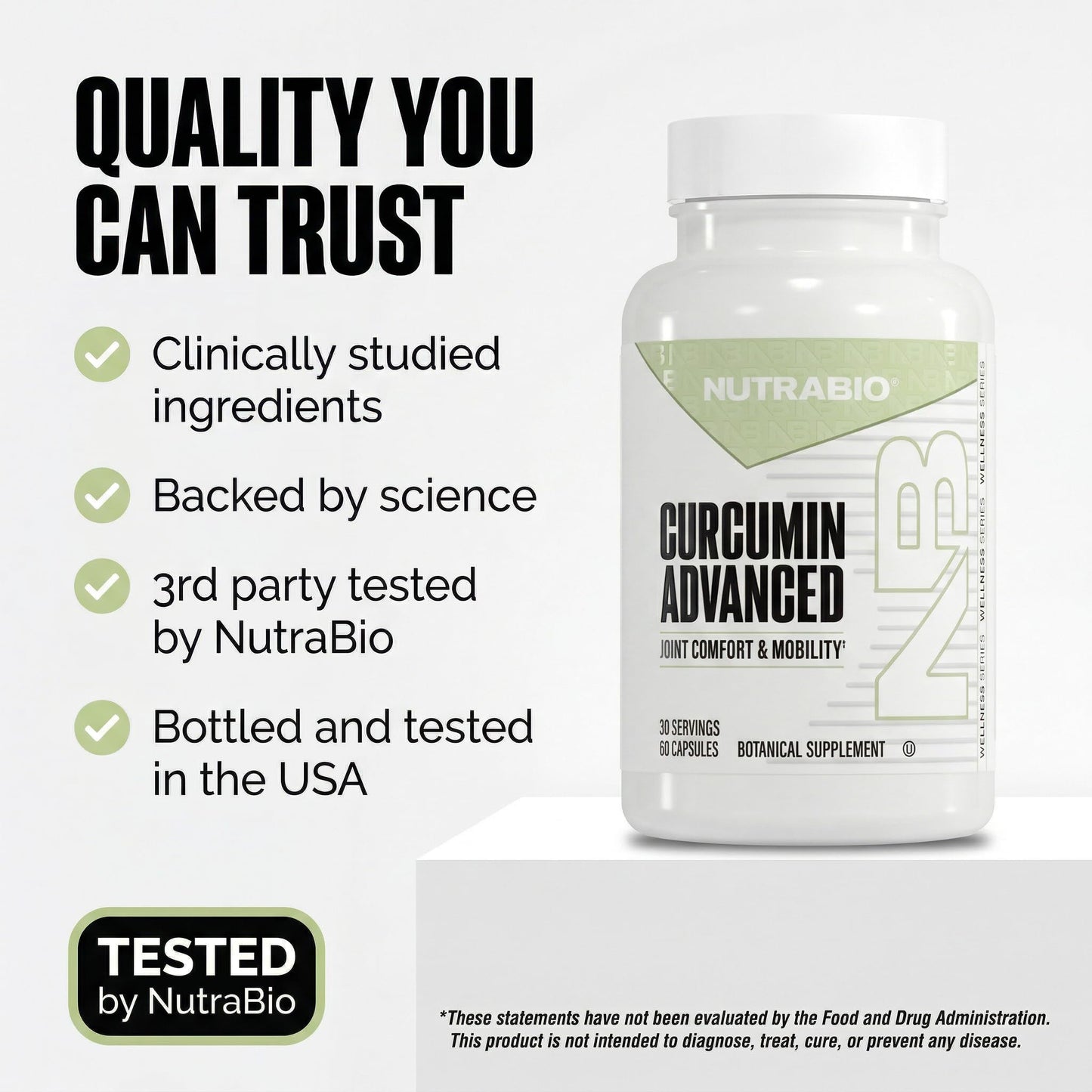 NutraBio Curcumin Advanced Digestion & Joint Support Complex with Bromelain, Ginger Root Extract, Bioperine, and AstraGin, 60 Capsules